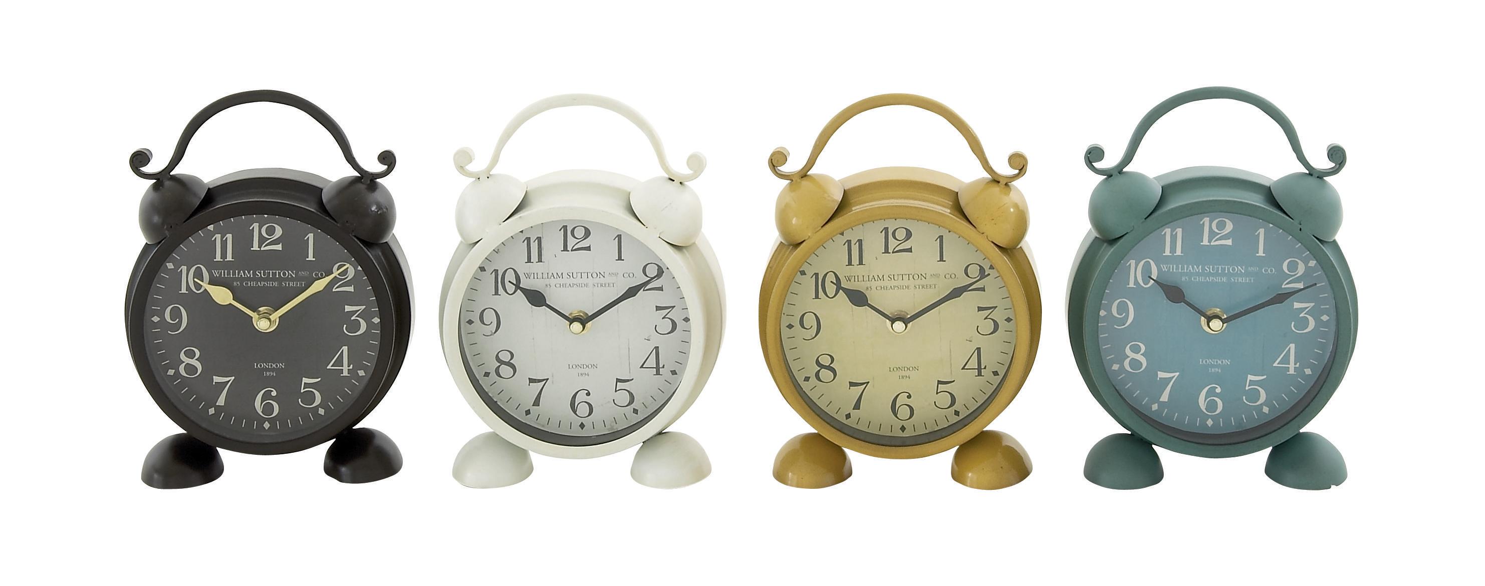 Multi Colored Metal  Bell Top Clock, 1 pcs  6\"W, 9\"H