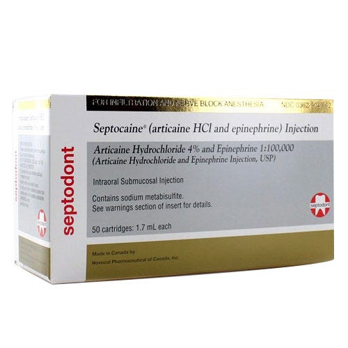 Septocaine® 4% 1:100,000 1.7ml Cartridges - 50/Box