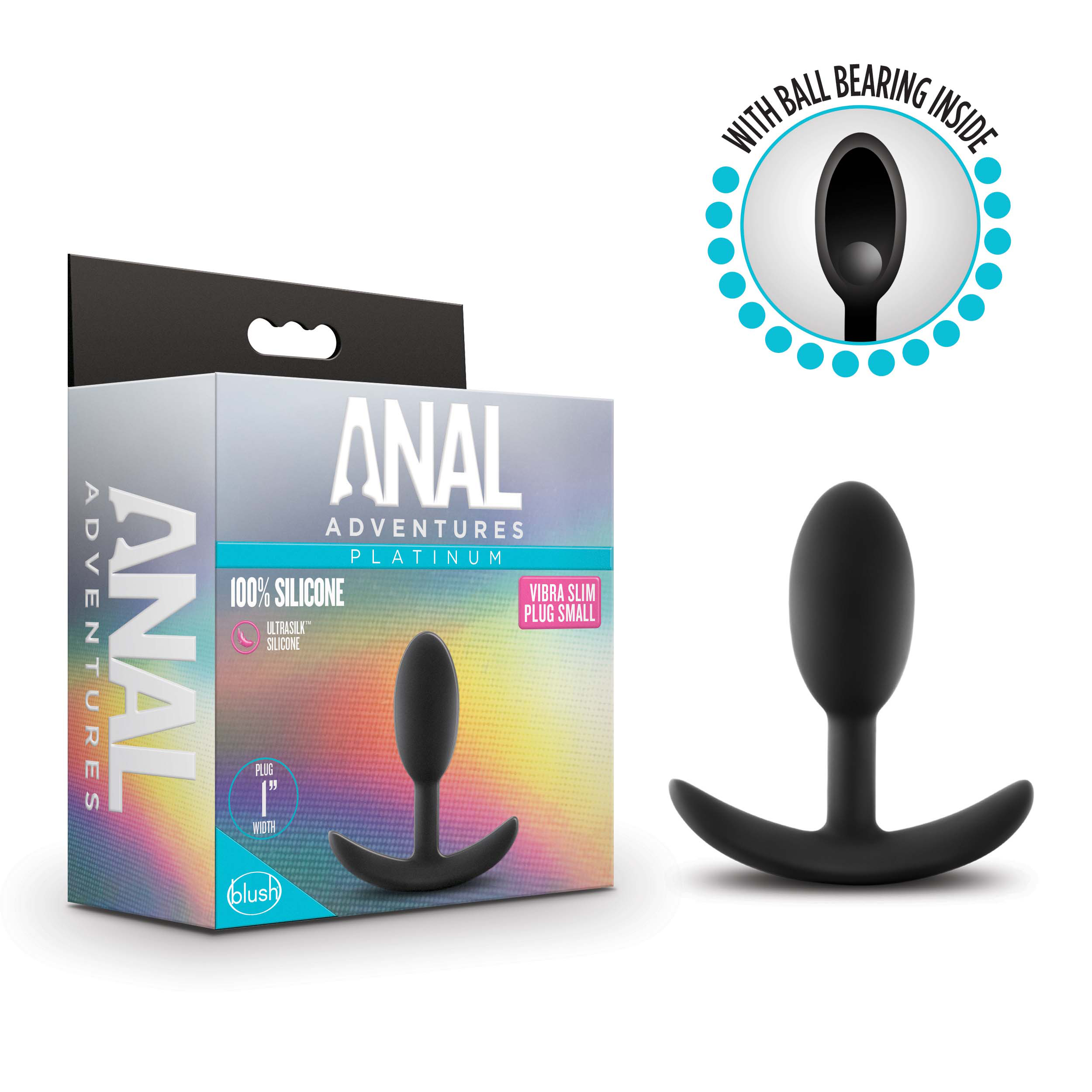 Blush Anal Adventures Platinum Vibra Slim Black 3.5-Inch Anal Plug