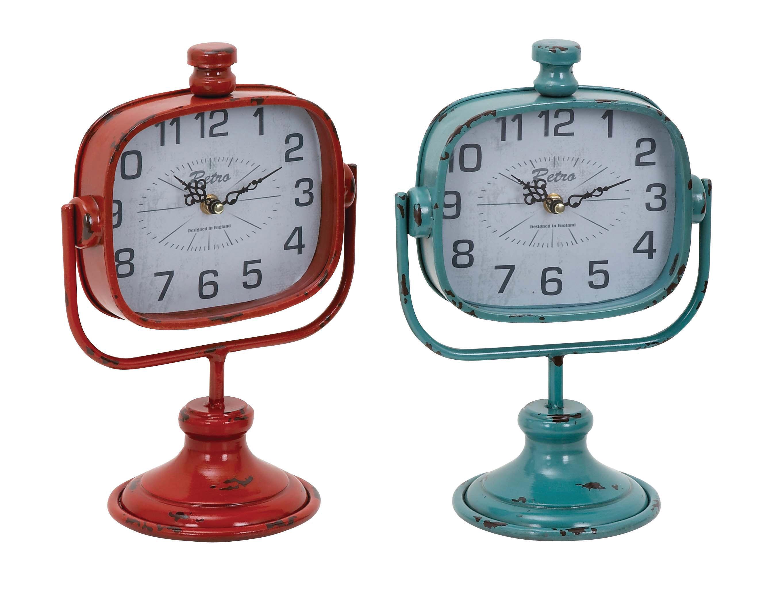 Vintage Multicolored Metal Clock, Set of 1, 12\" x 9\" x 6\"