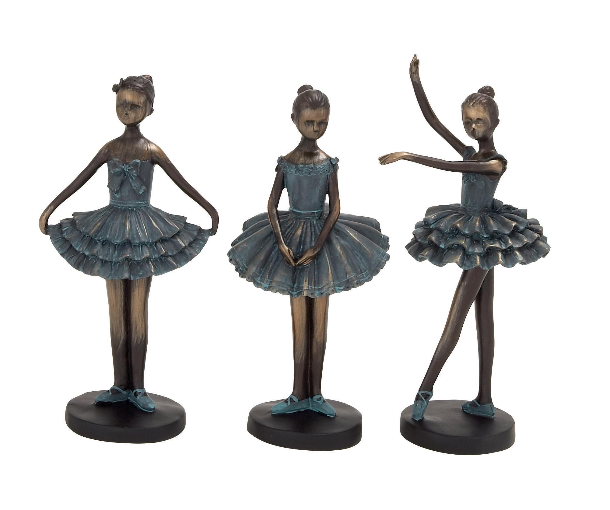 Teal Polystone Dancer Decorative Sculpture, 3 Assorted 6"W, 12"H