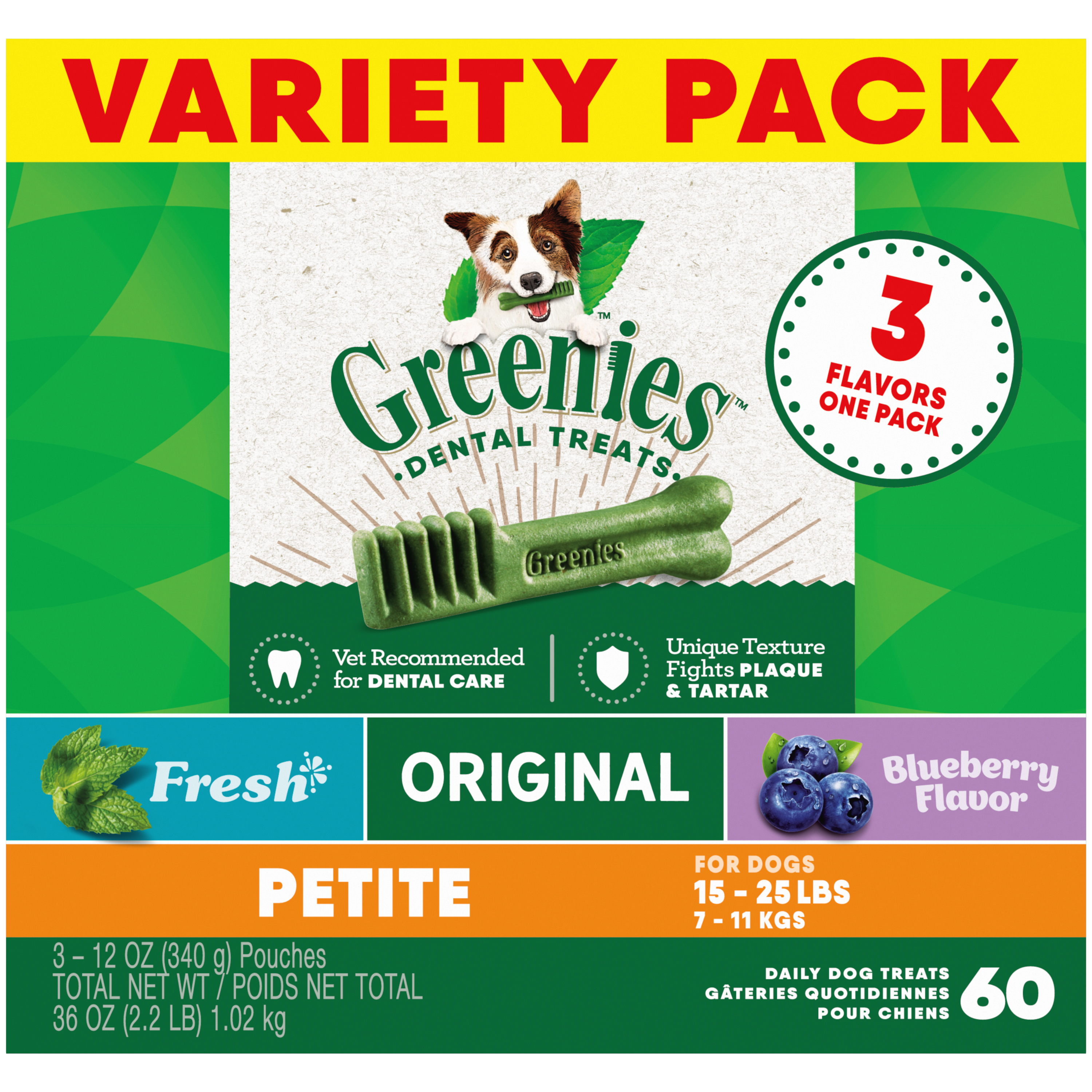 36oz Greenies Petite 3 Flavor Variety pack Value Tub - Treats