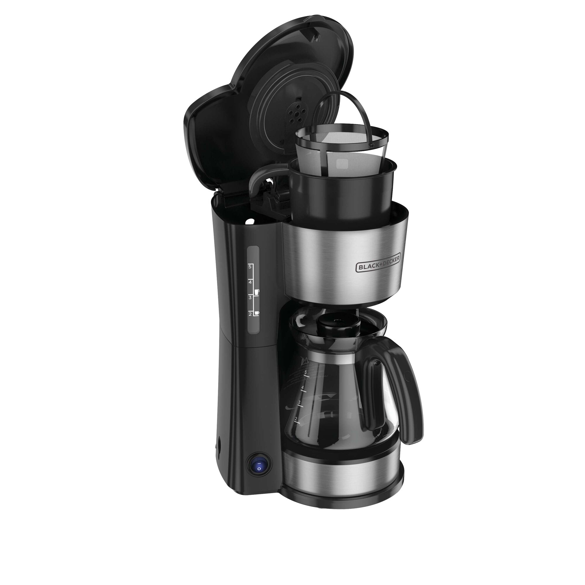 Profile of 4 in 1 5 cup coffee station coffeemaker.