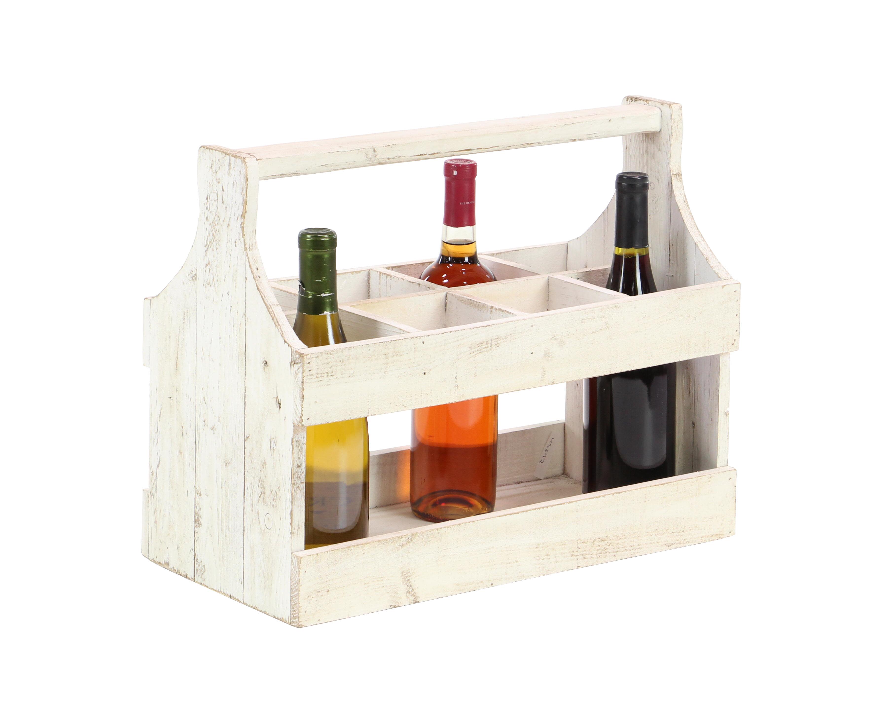 White Wood Farmhouse Wine Holder, 15" x 18" x 9"