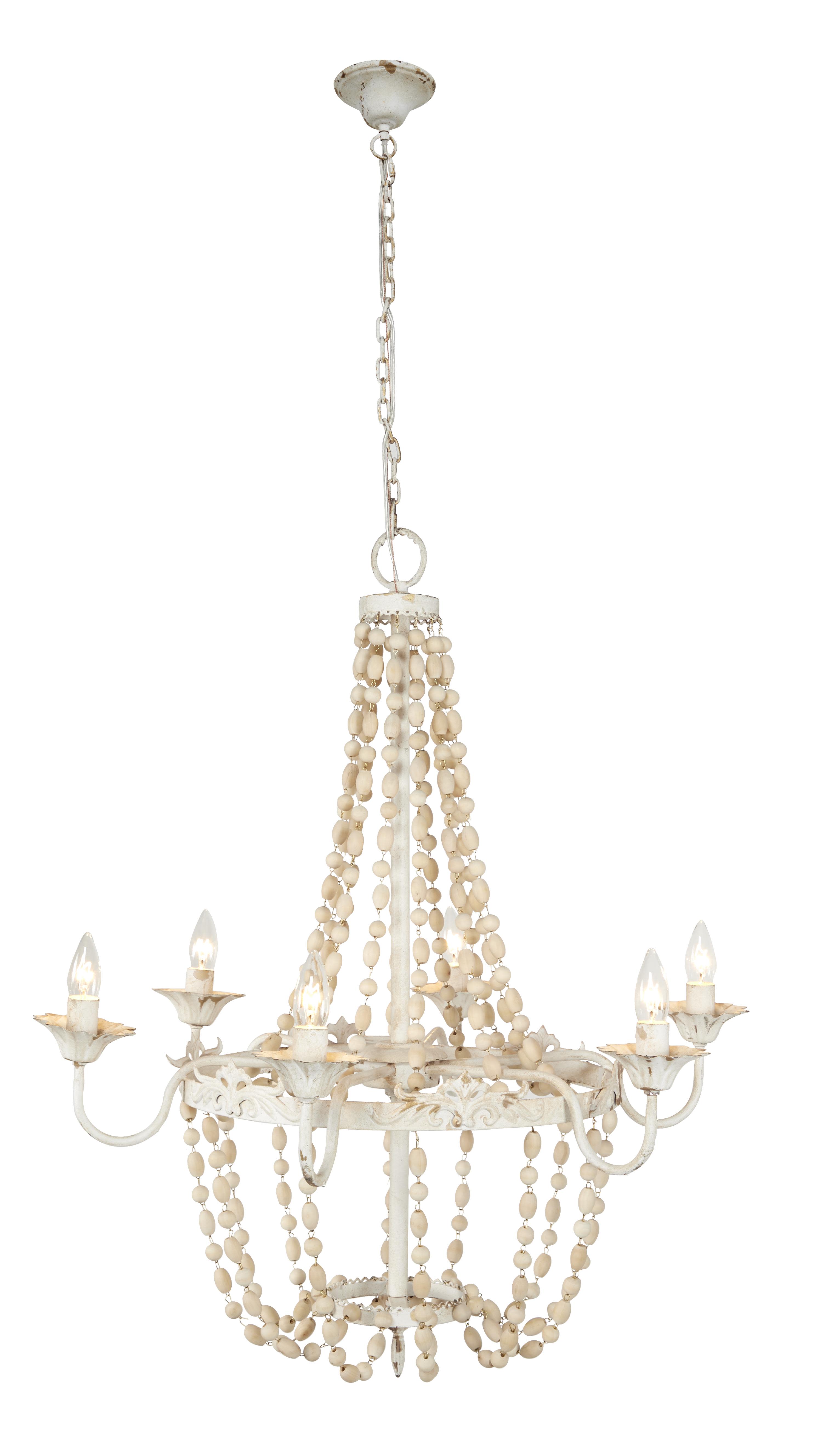 White Wood  Chandelier, 30" x 30" x 34"
