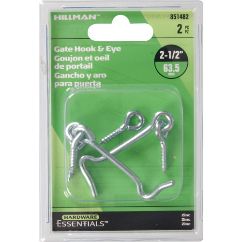 Hardware Essentials Hook and Eye Latch Zinc (21/2") 2 Pack