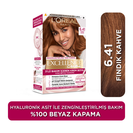 l’oréal paris excellence creme 6.41 fındık kahve saç boyası