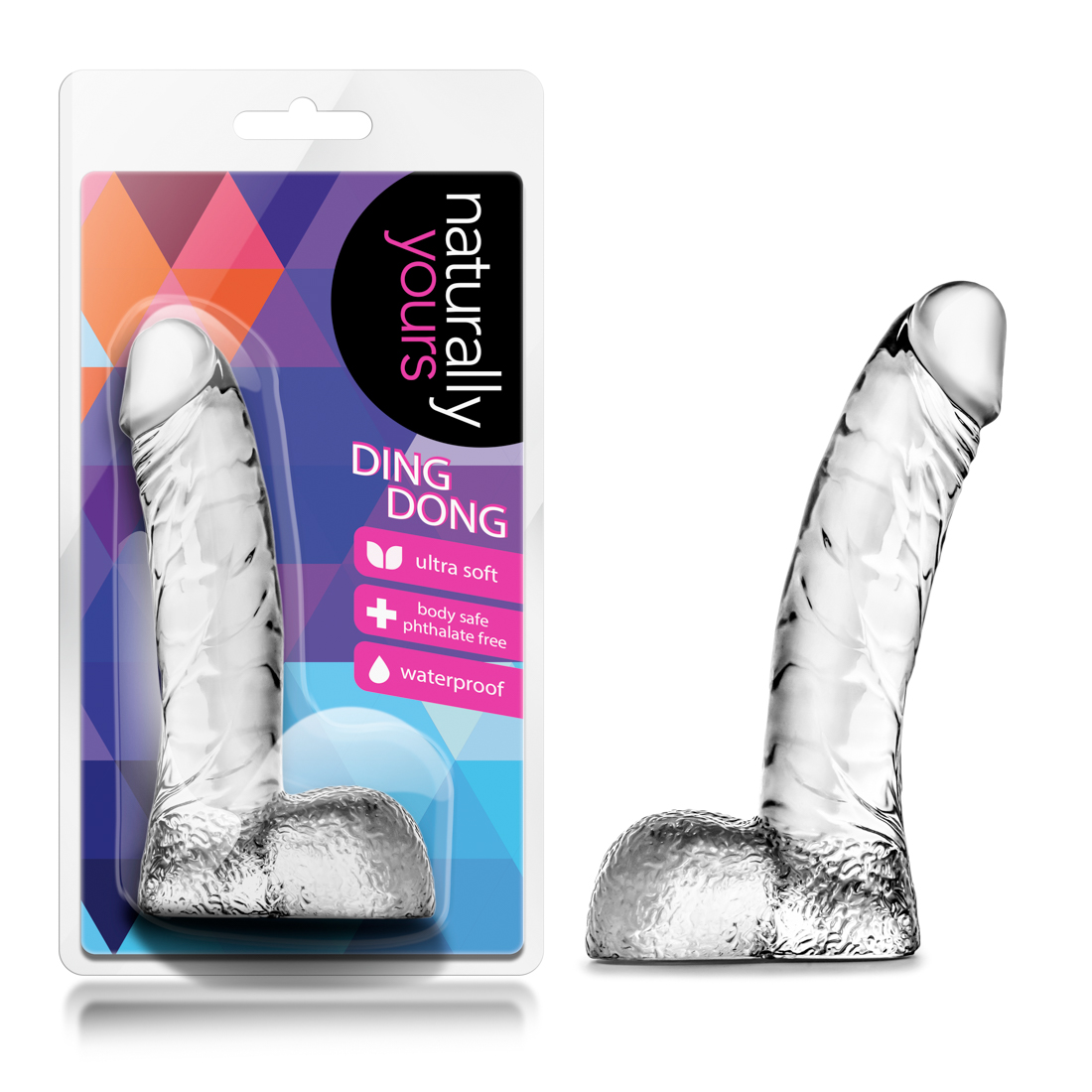 Blush Naturally Yours Ding Dong Realistic Clear 5.5-Inch Long Dildo With Balls