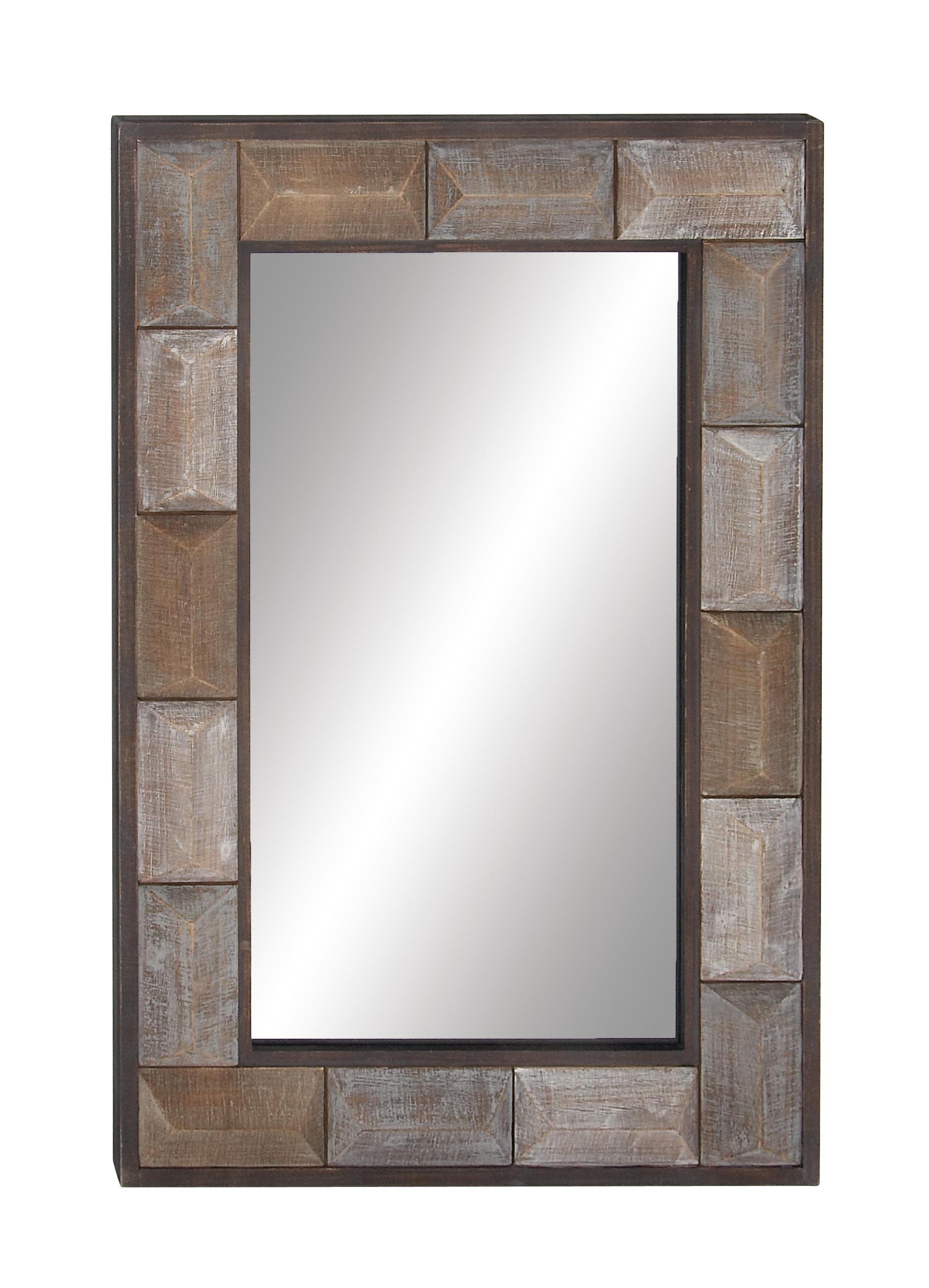 brown wood  wall mirror, 29" x 3" x 44"