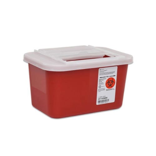 Sharps-A-Gator™ 1-Piece 1 Gallon Red Sharps Container w/ Horizontal Lid Entry - 32/Case