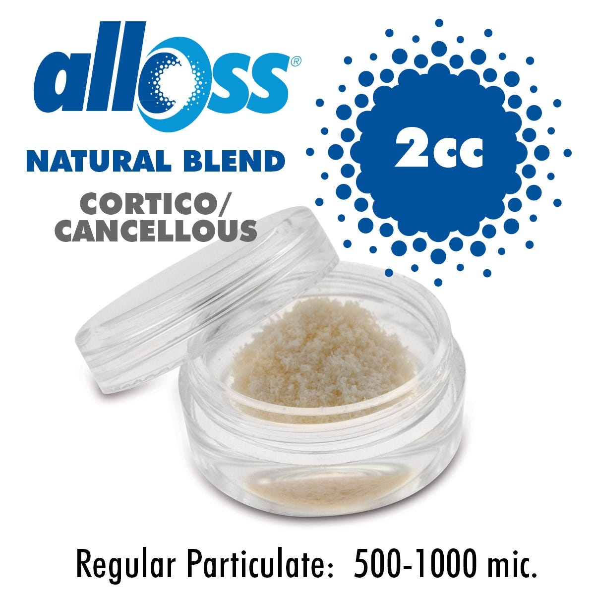 alloOssÂ® Natural Blend Mineralized Cortico/Cancellous Particulate 500-1000um (2.0cc)