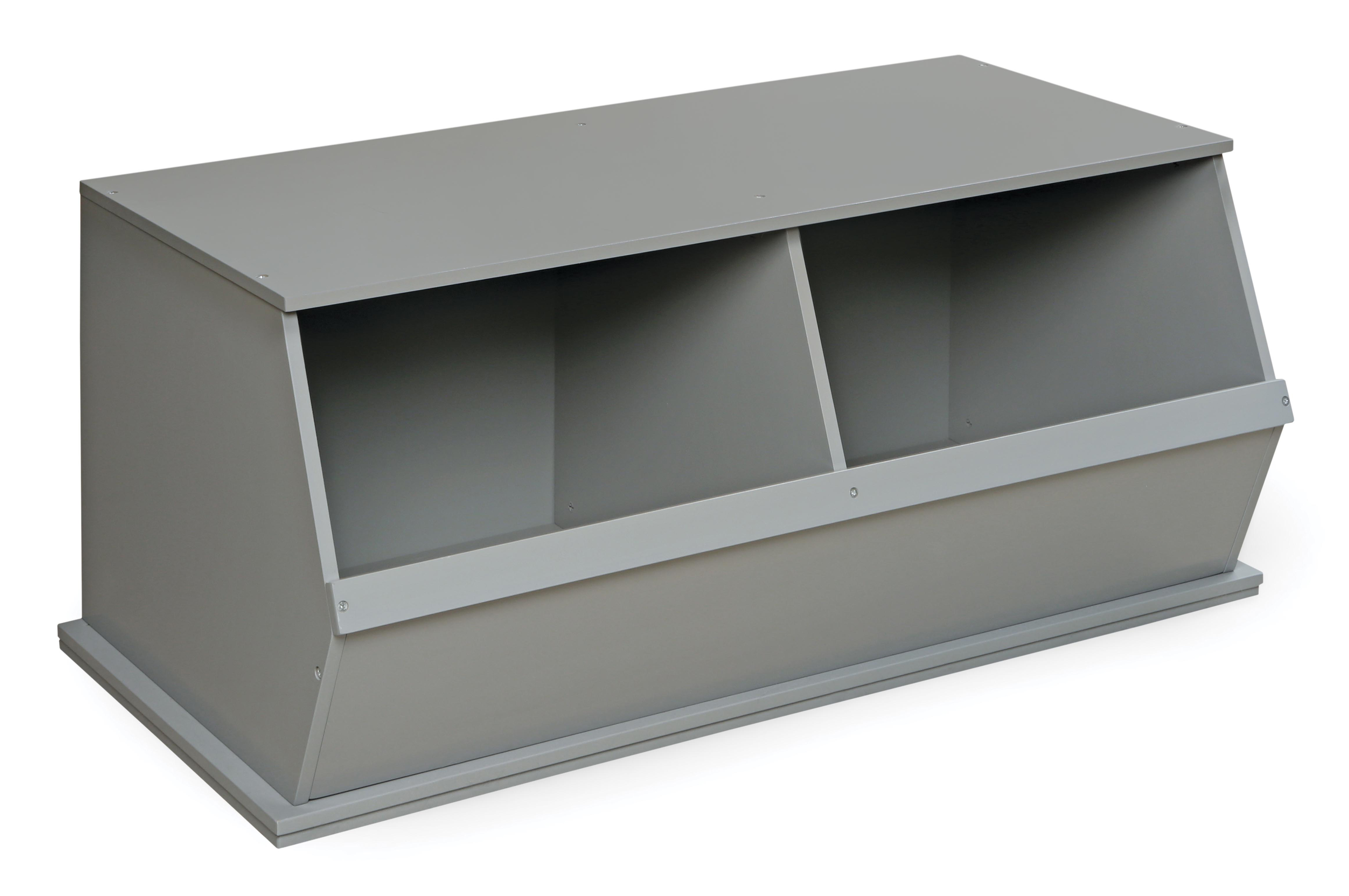 Two Bin Stackable Storage Cubby - Gray