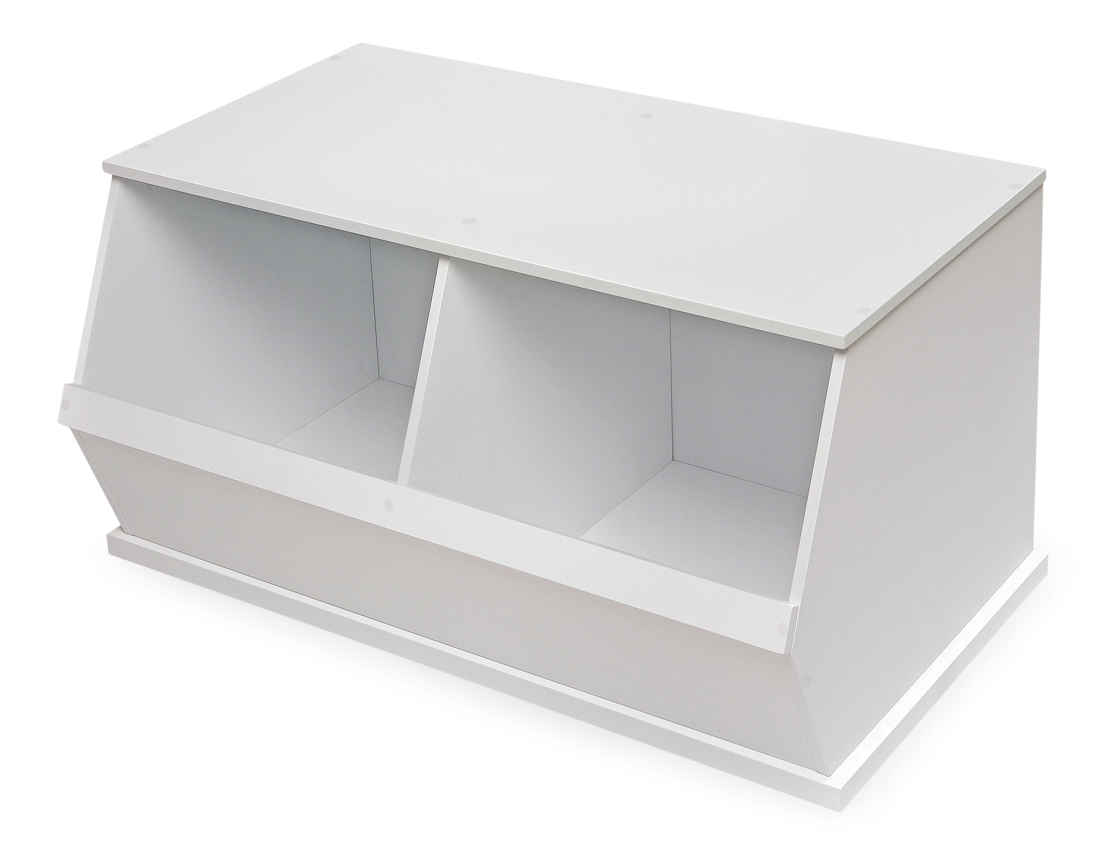 Two Bin Stackable Storage Cubby - White
