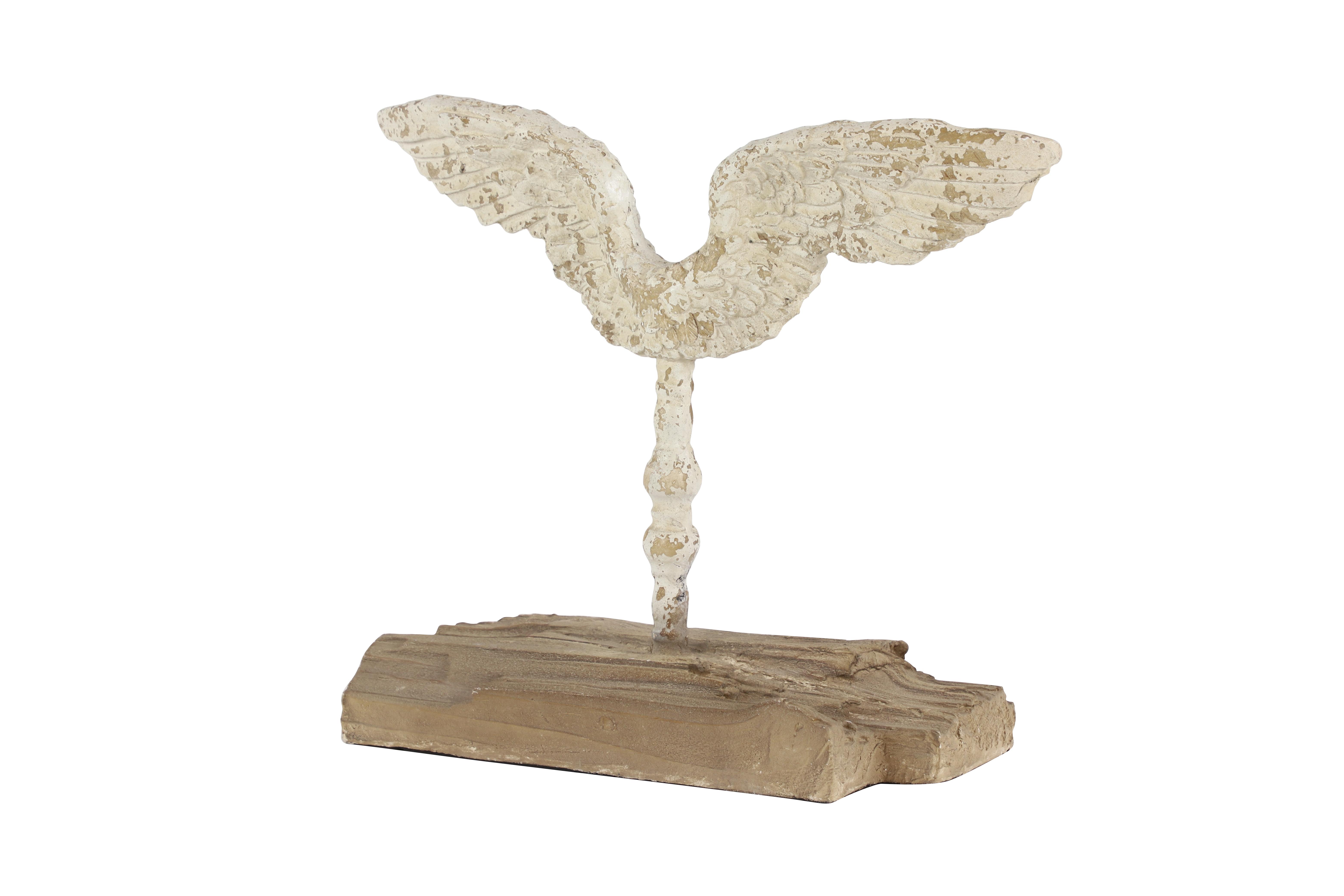 Beige Polystone Biblical Angel Wings Sculpture, 18" x 6" x 16"