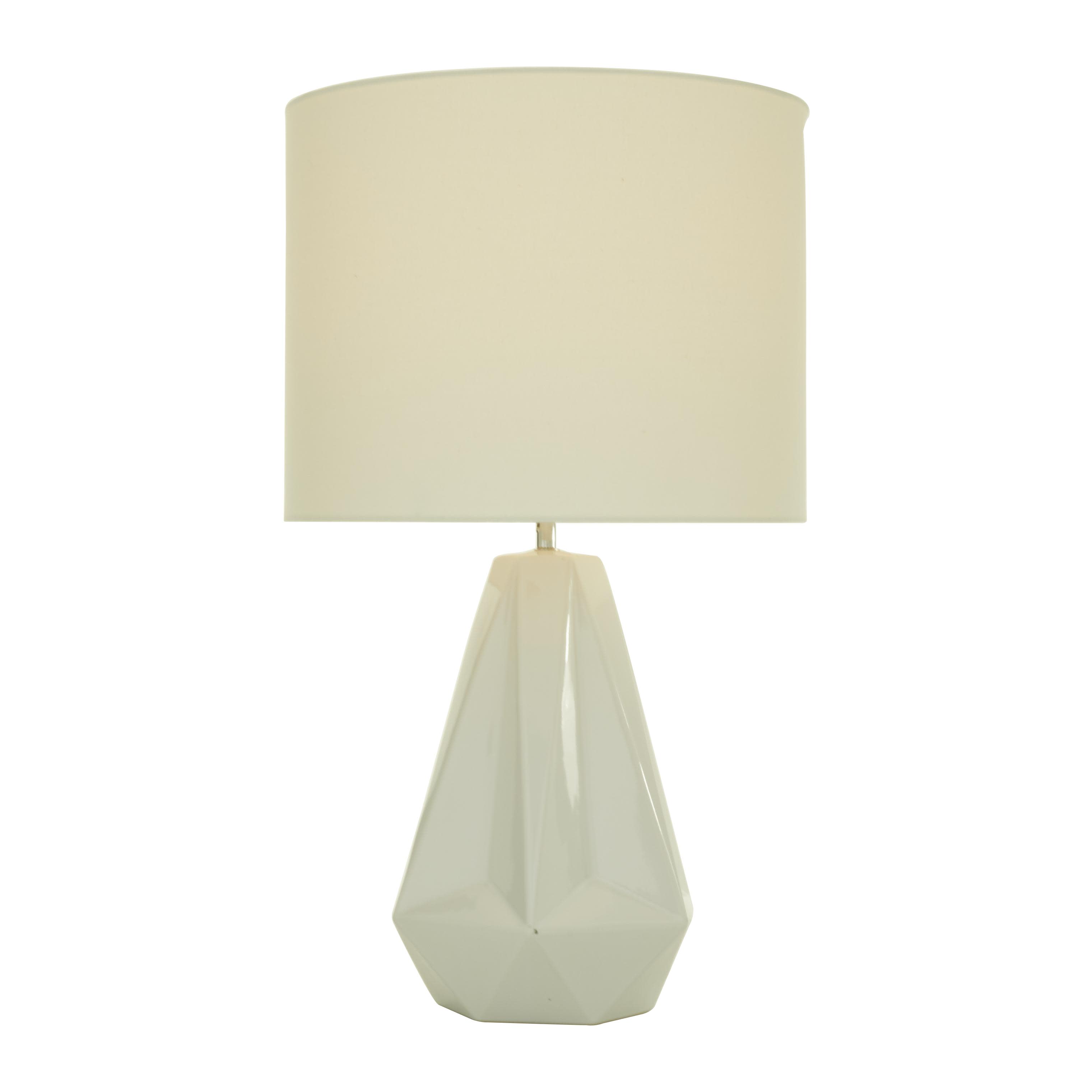 CosmoLiving by Cosmopolitan White Ceramic  Geometric Room Table Lamp, 15" x 15" x 26"