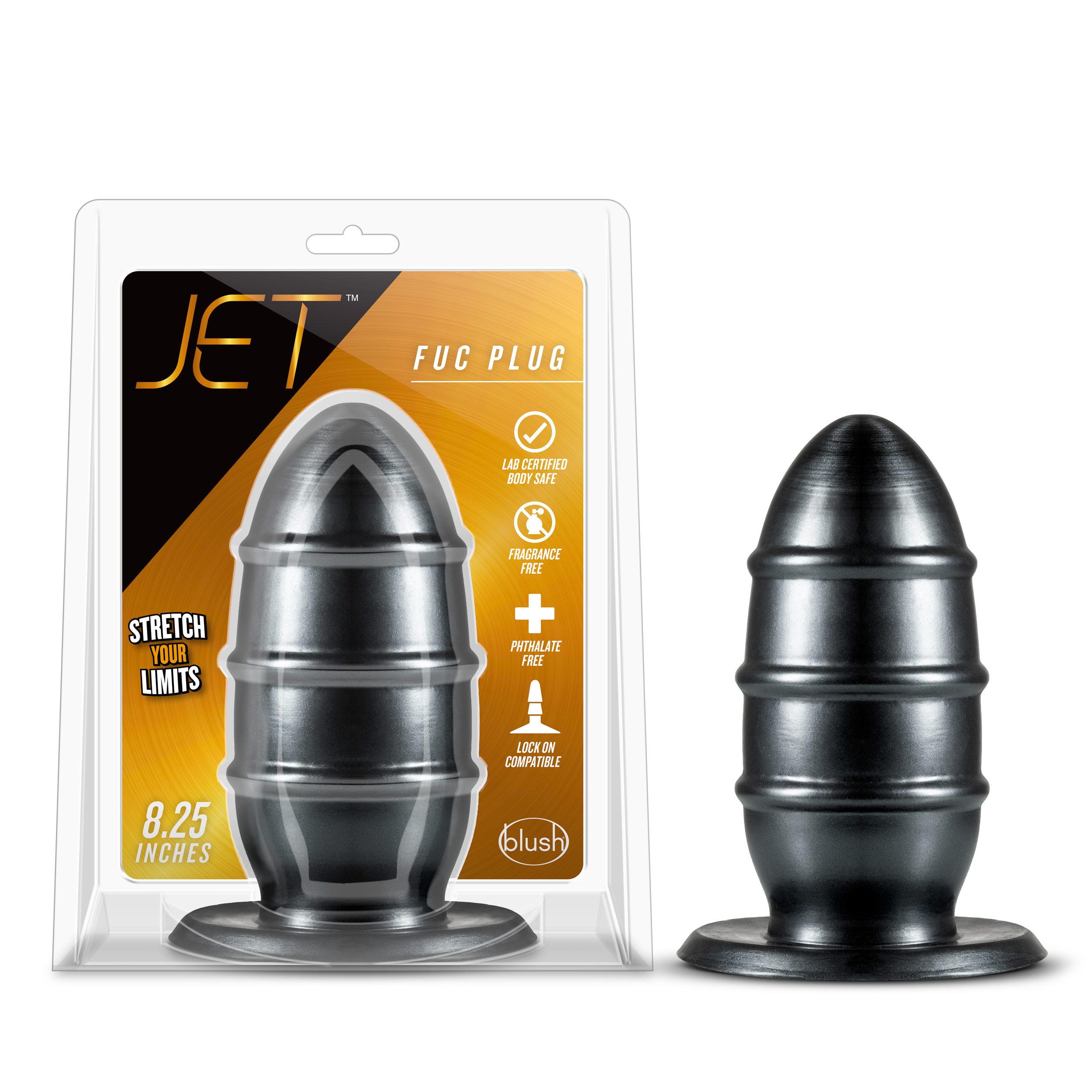 Blush Jet Fuc Carbon Metallic Black 8.25-Inch Anal Plug