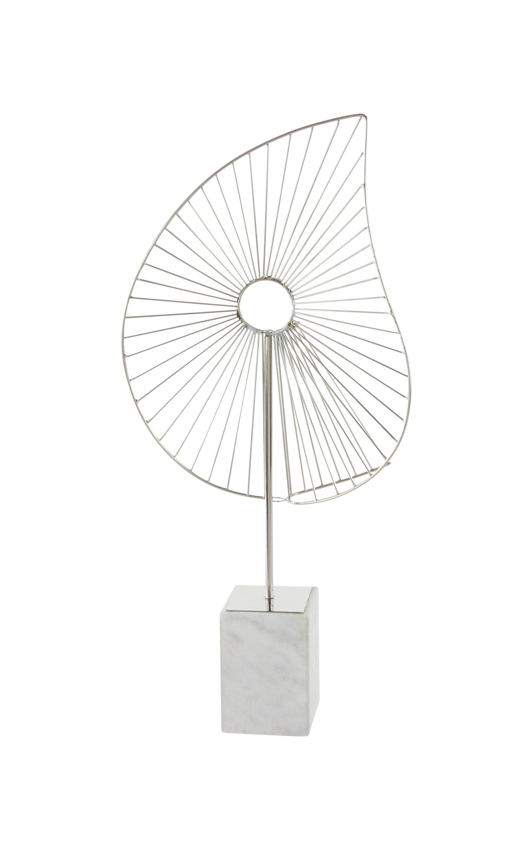 Silver Metal Contemporary Sculpture, 28" x 12" x 4"