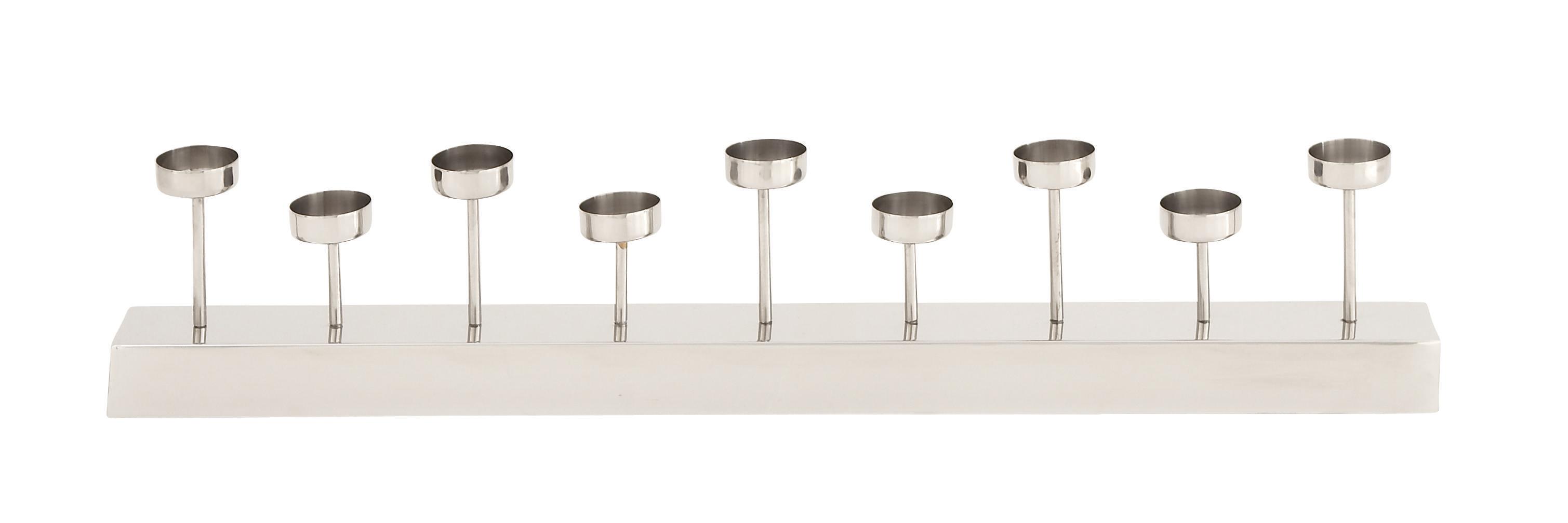 Silver Stainless Steel Metal  Candle Holder, 28" x 3" x 5"