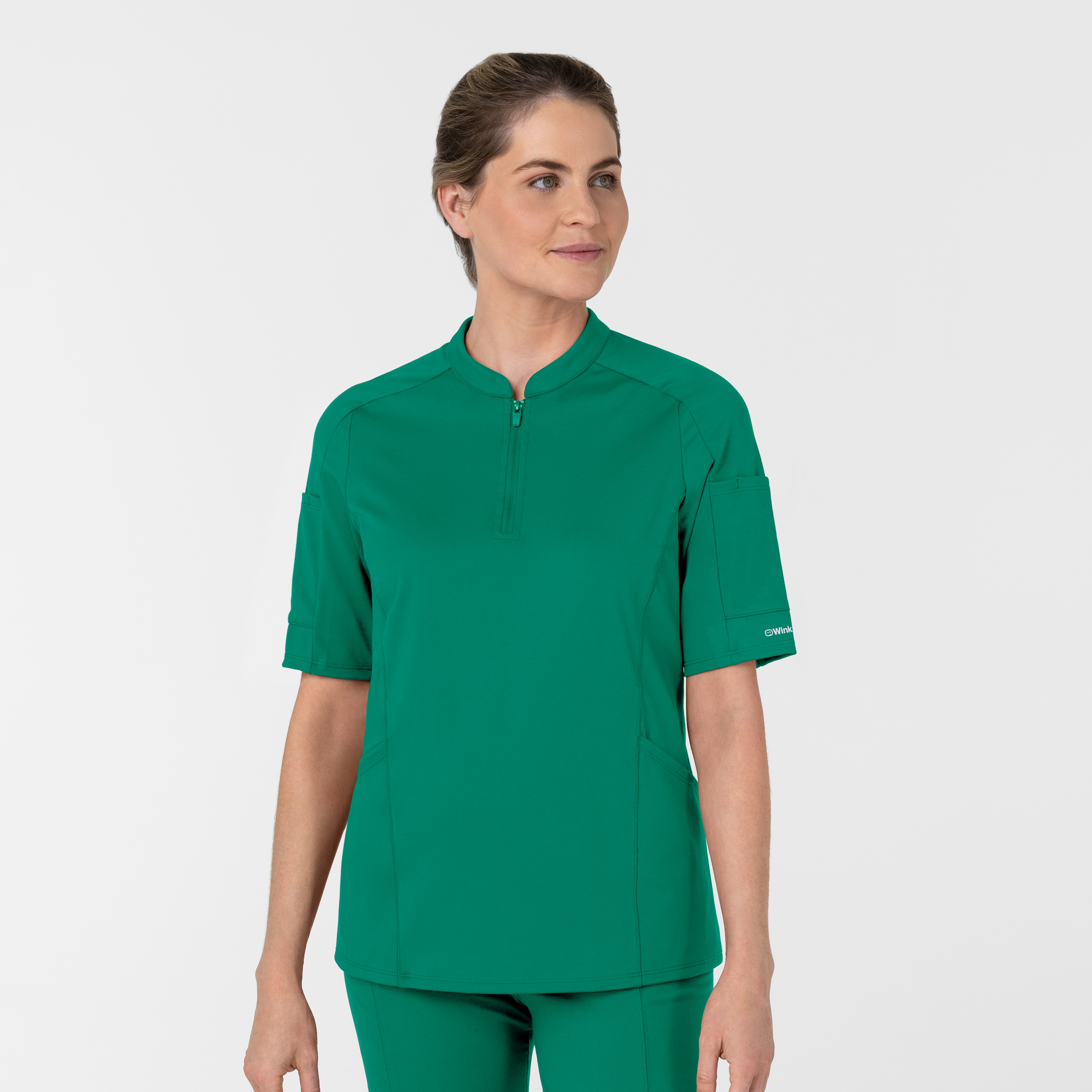 RENEW Women‘s The Rounds Half-Zip Mid Sleeve Scrub Top-Wonder Wink