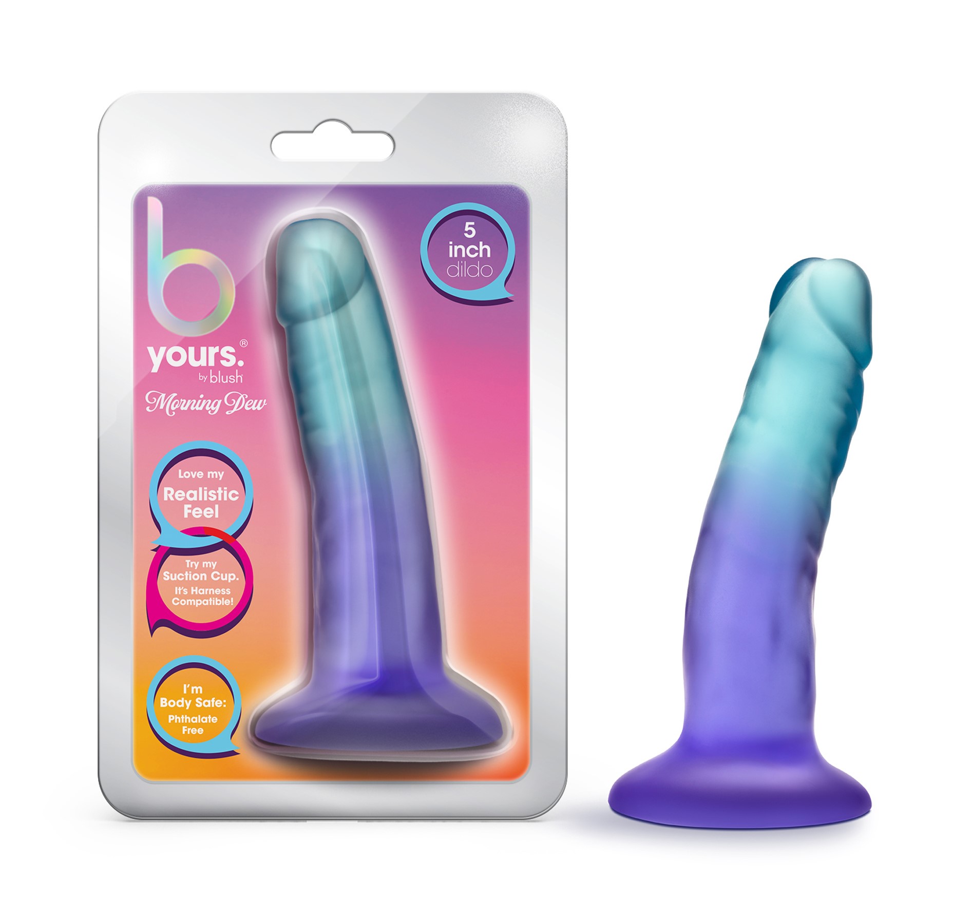 Blush B Yours Morning Dew Realistic Sapphire 5.5-Inch Long Dildo With Suction Cup Base