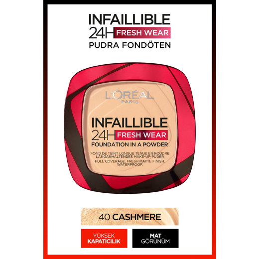 l'oréal paris infaillible 24h fresh wear pudra fondöten 40 cashmere