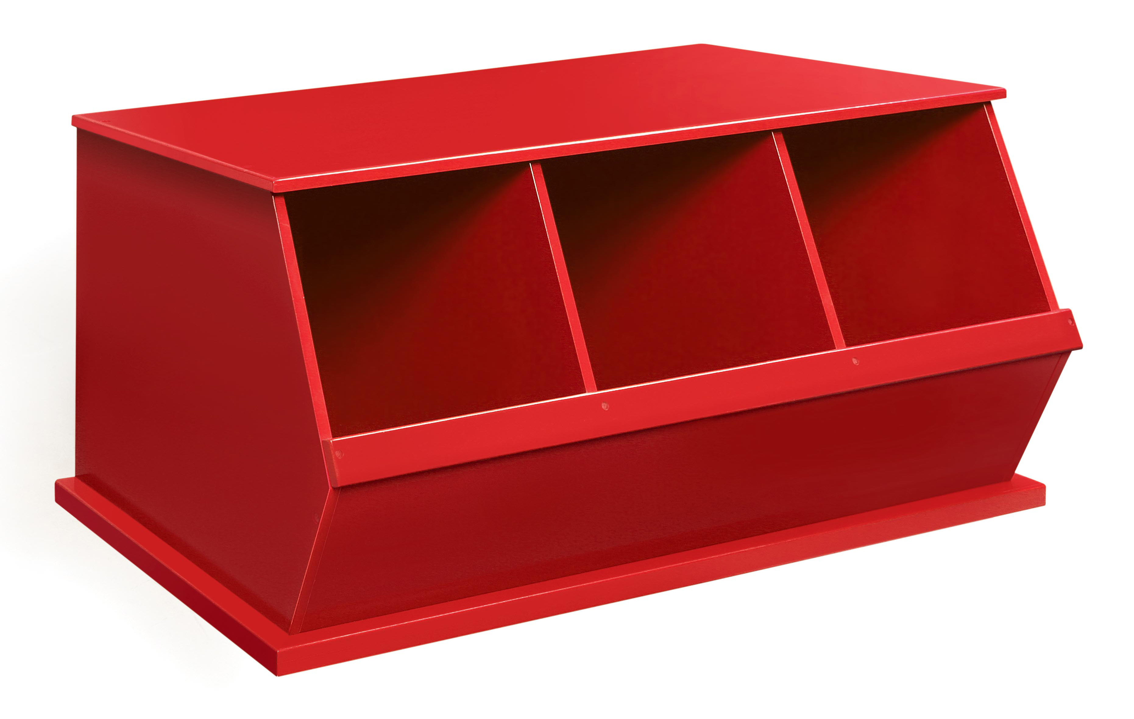 Three Bin Stackable Storage Cubby - Red