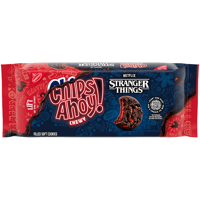 CHIPS AHOY! Stranger Things Chewy Chocolatey Strawberry-Flavored Filled Soft Cookies, Limited Edition, 9.9 oz