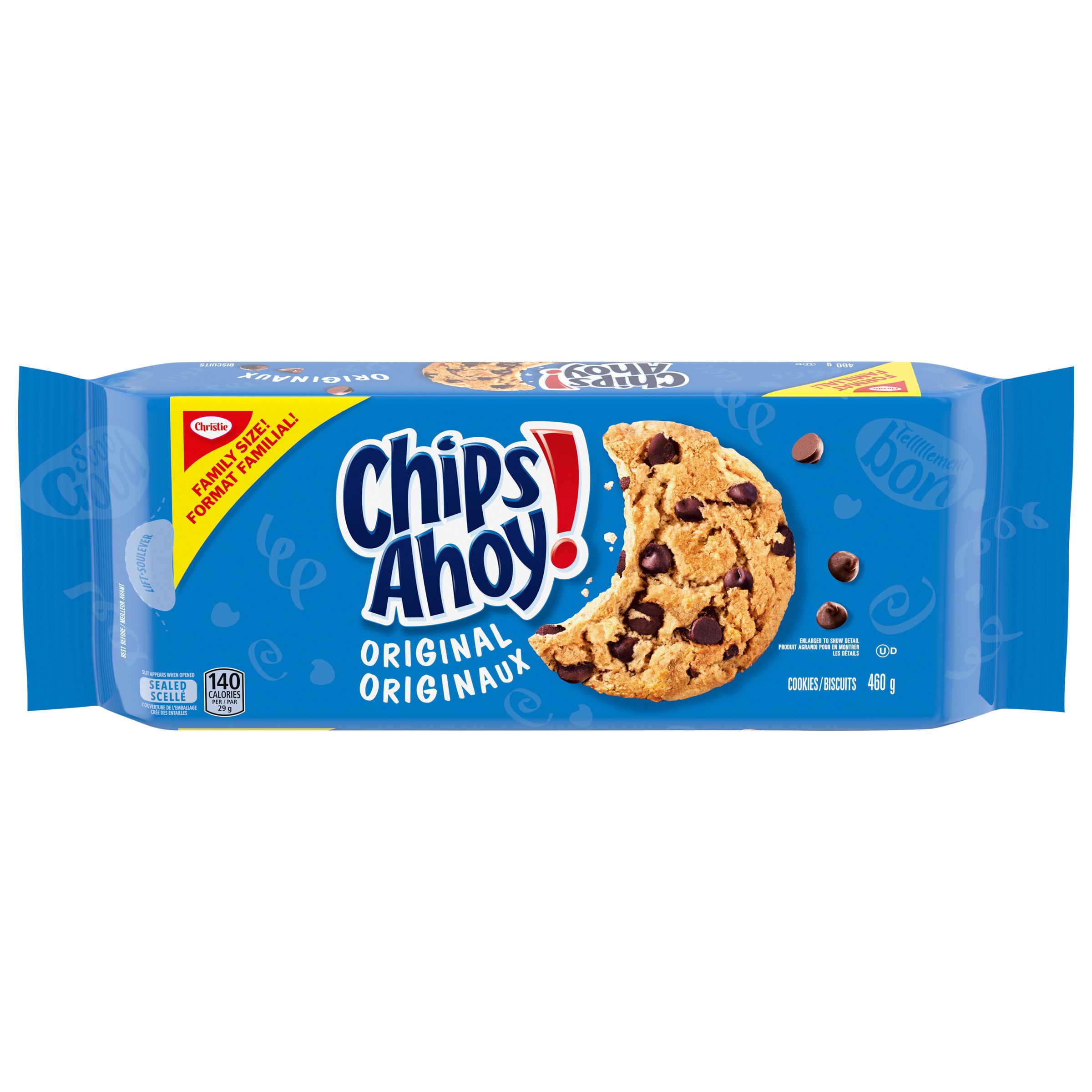 CHIPS AHOY! Original Chocolate Chip Cookies, 1 Family Size Resealable Pack, 460 g