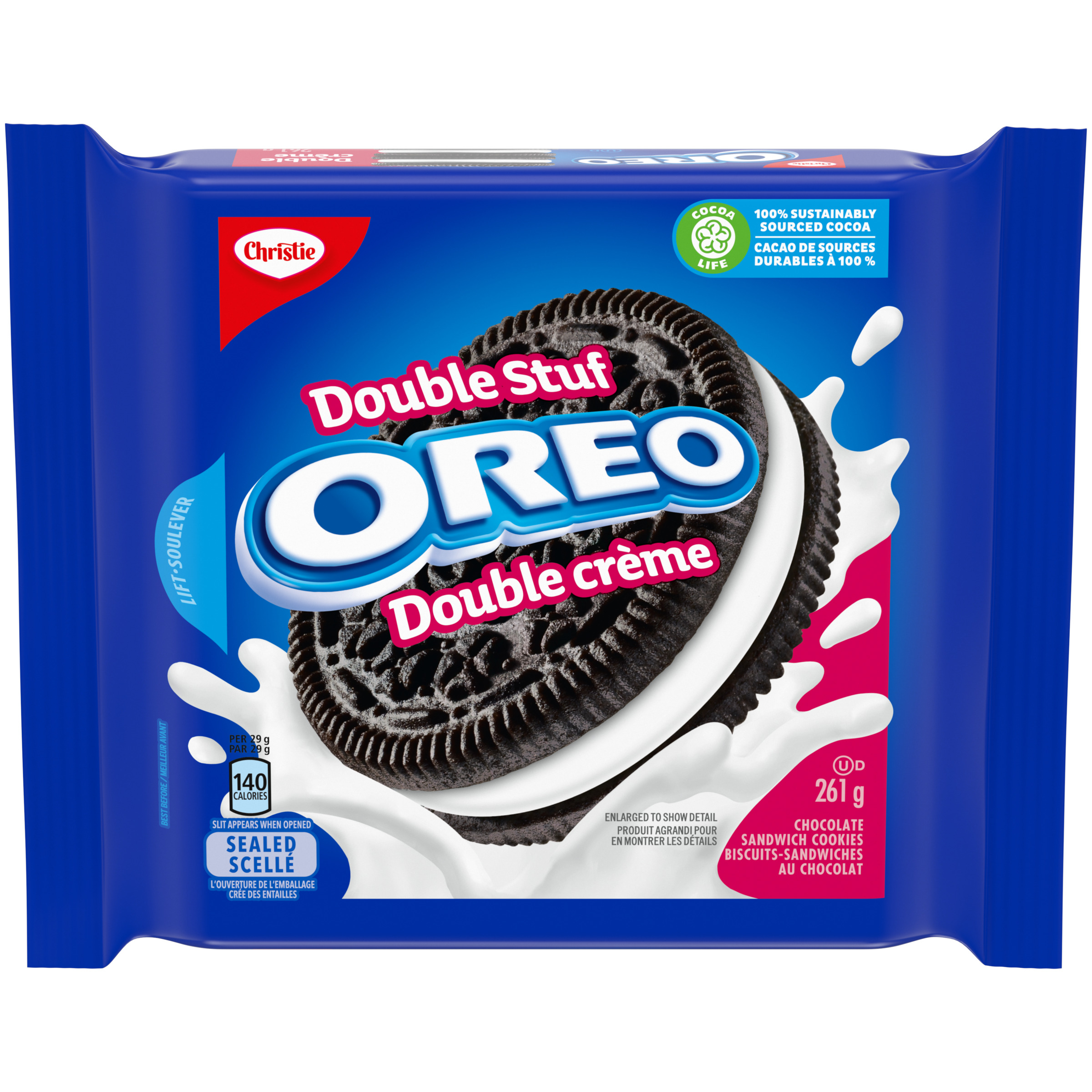 Biscuits-sandwiches OREO Double crème, 1 emballage refermable de 261 g