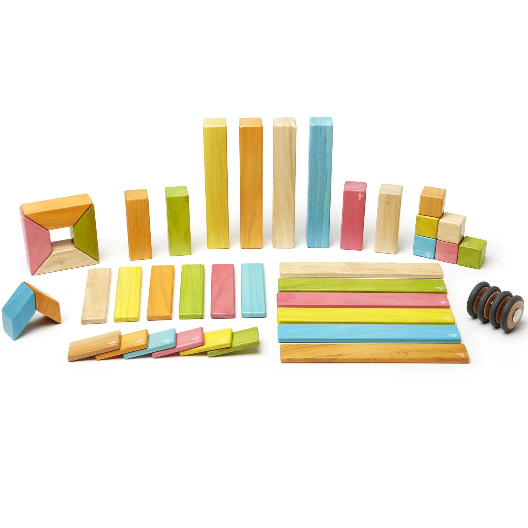 Tegu Magnetic Wooden Blocks, 42-Piece Set, Tints
