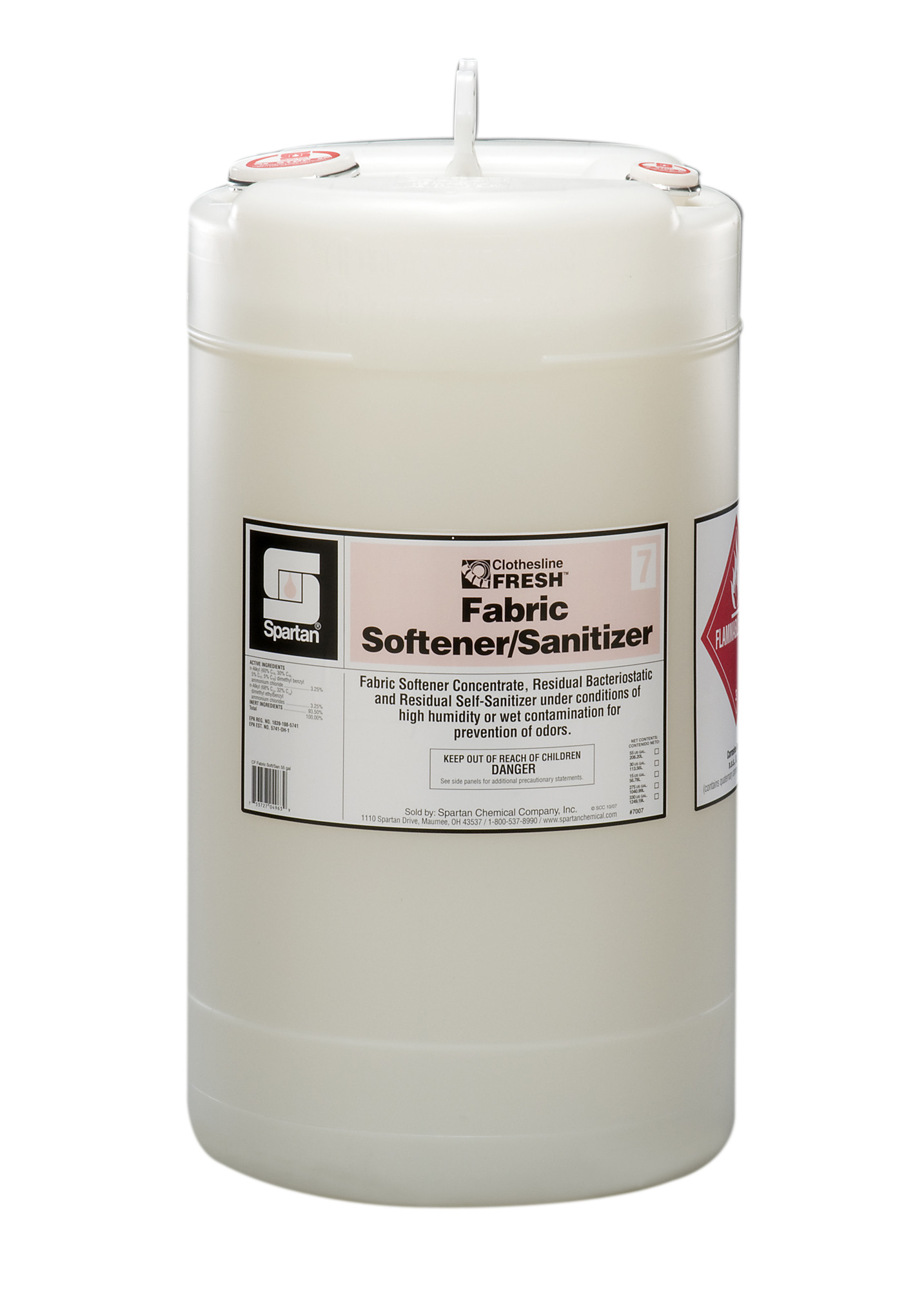 Spartan Chemical Company Clothesline Fresh Fabric Softener/Sanitizer 7, 15 GAL DRUM