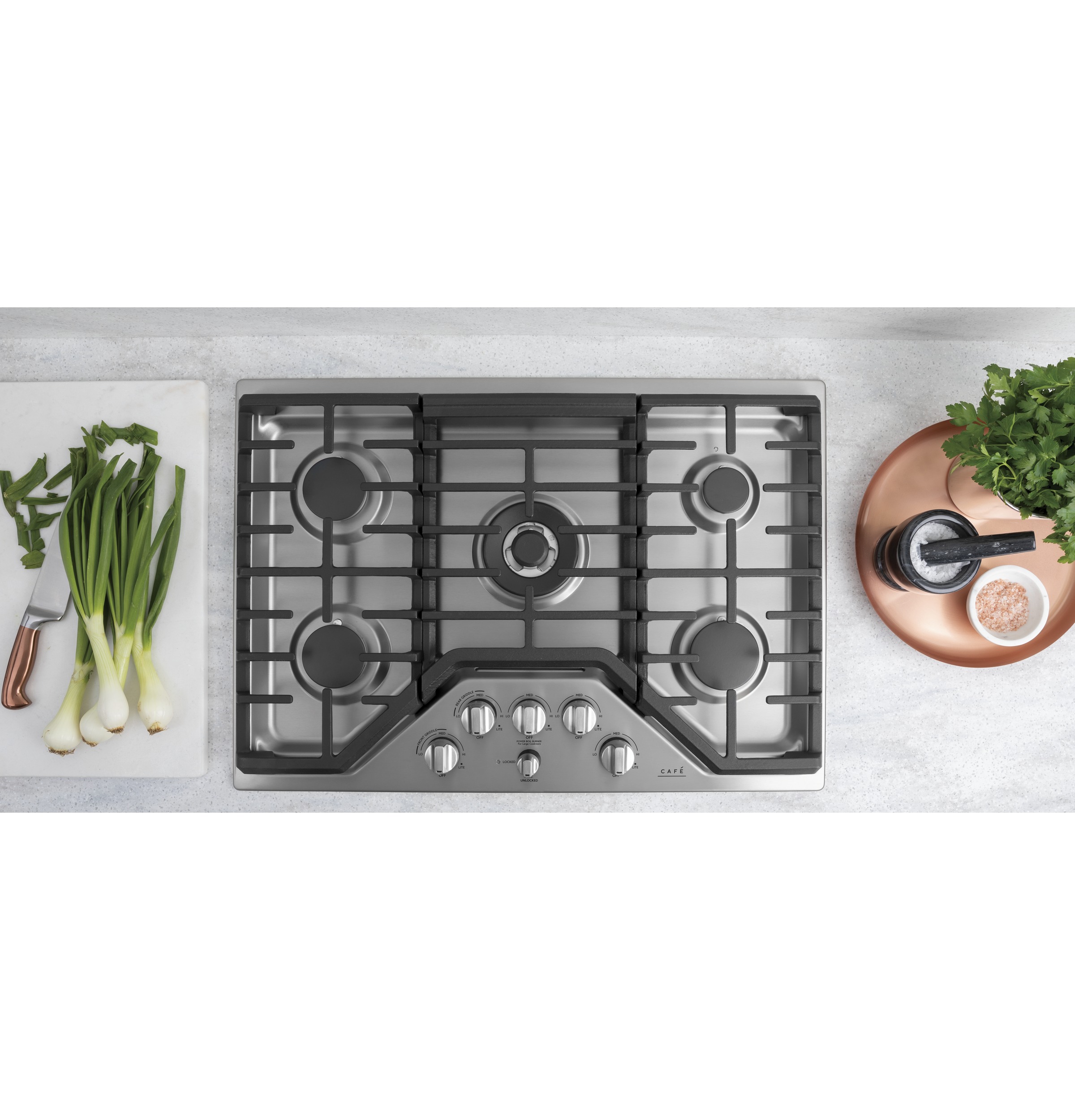 30" Width Gas Cktp 5 Burners 20,000 BTU Tri-Ring Power Boil Burner Cast Iron Griddle Incl ADA Compliant — Not Connectable view 4