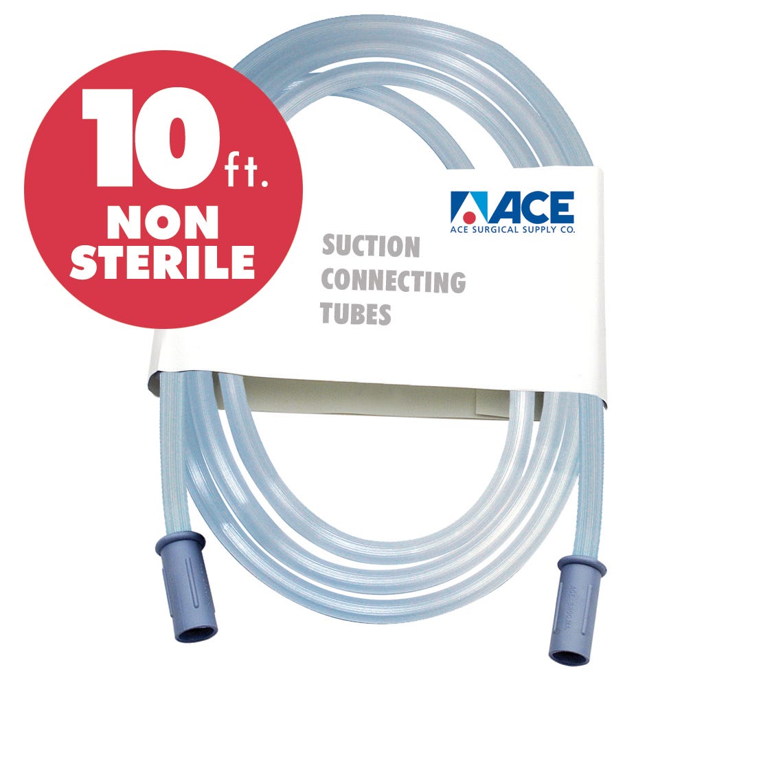ACE Suction Connection Tubing NS - Clear with Blue Tint ,10' long , 1/4" I.D.- 25/Case