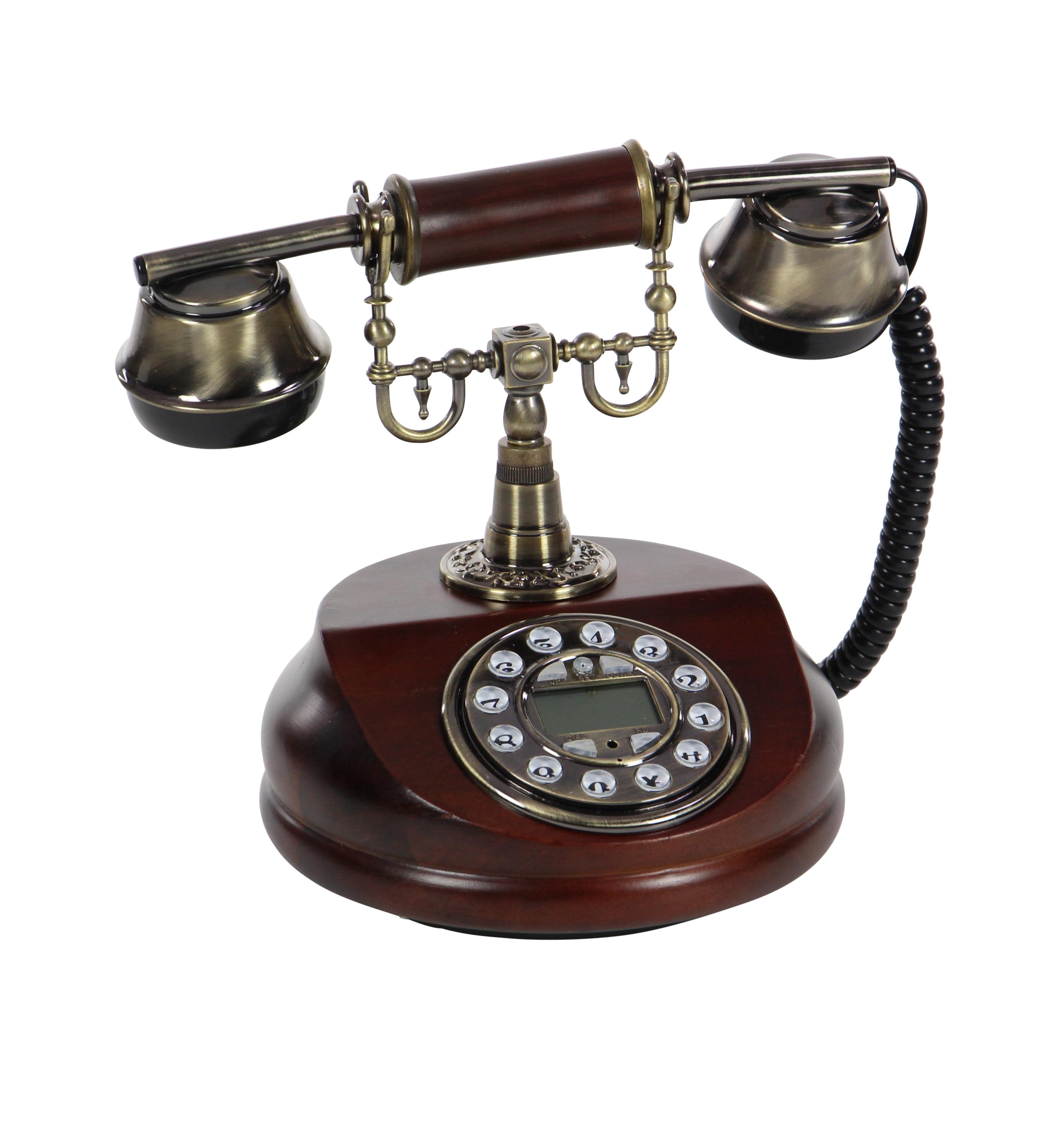 Brown Wood  Telephone, 2 Piece
