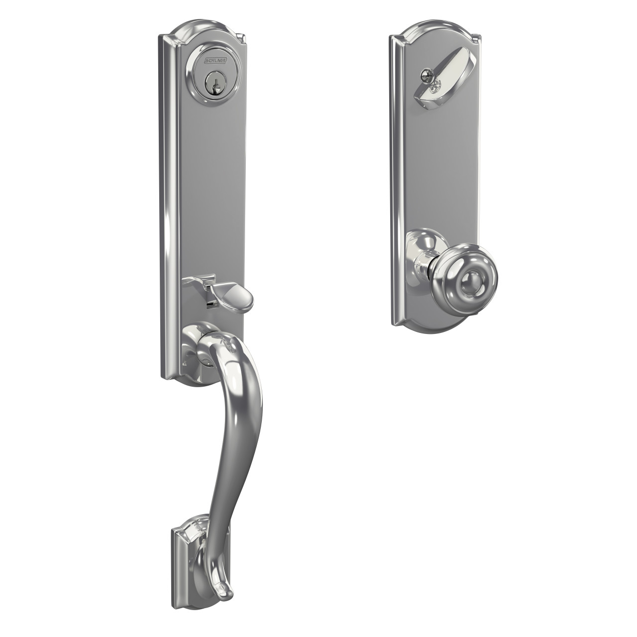Custom 3/4 Trim Single Cylinder Handleset and Georgian Knob with Camelot Trim