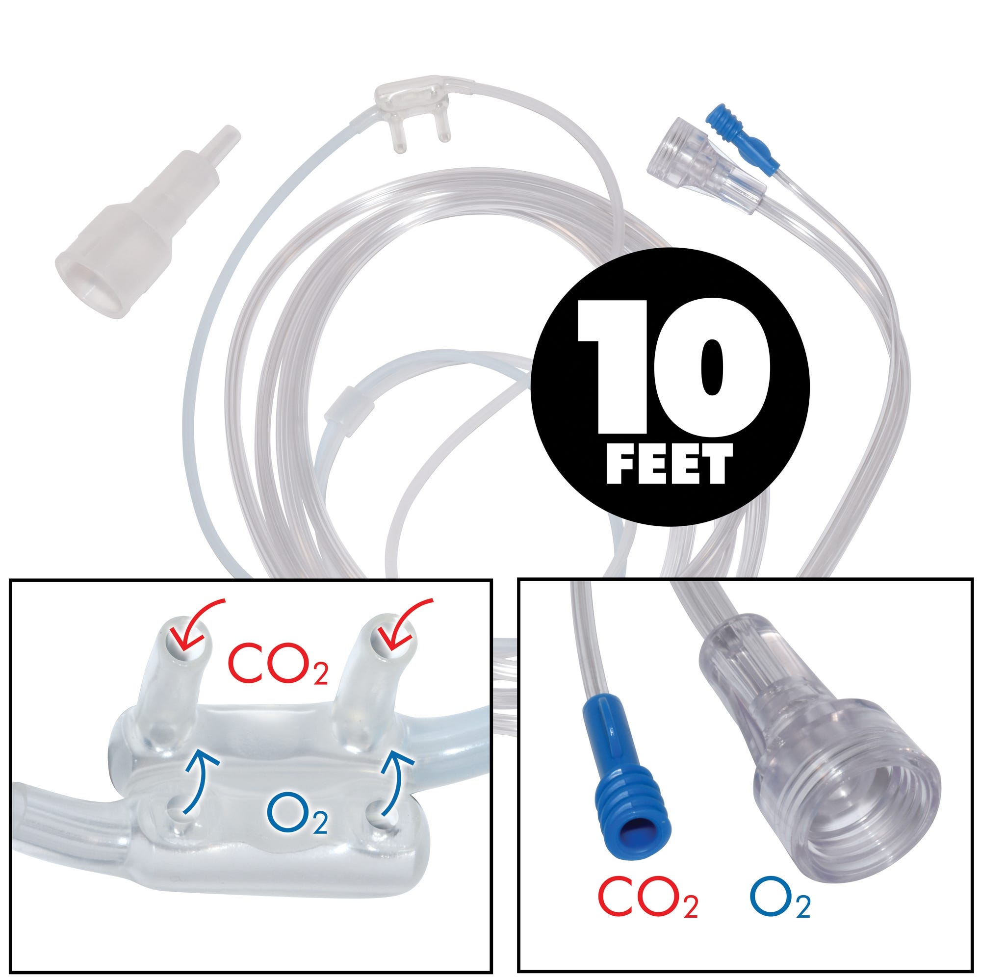 FLEXICARE DUAL CO2/02 NASAL CANNULA-Adult with female luer, 10 ft. -25/Box