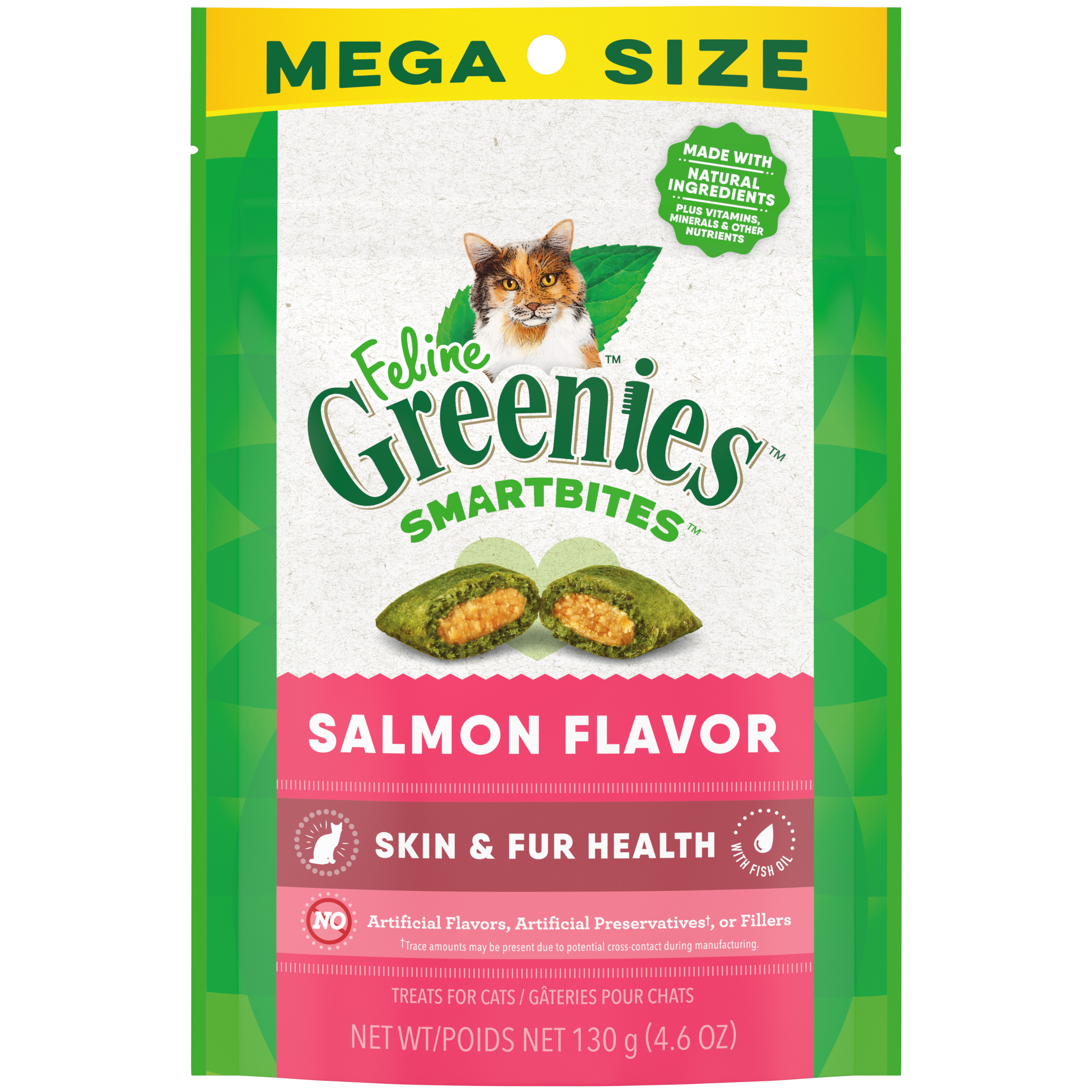 4.6oz Greenies Feline SmartBites Skin & Fur Salmon - Treats