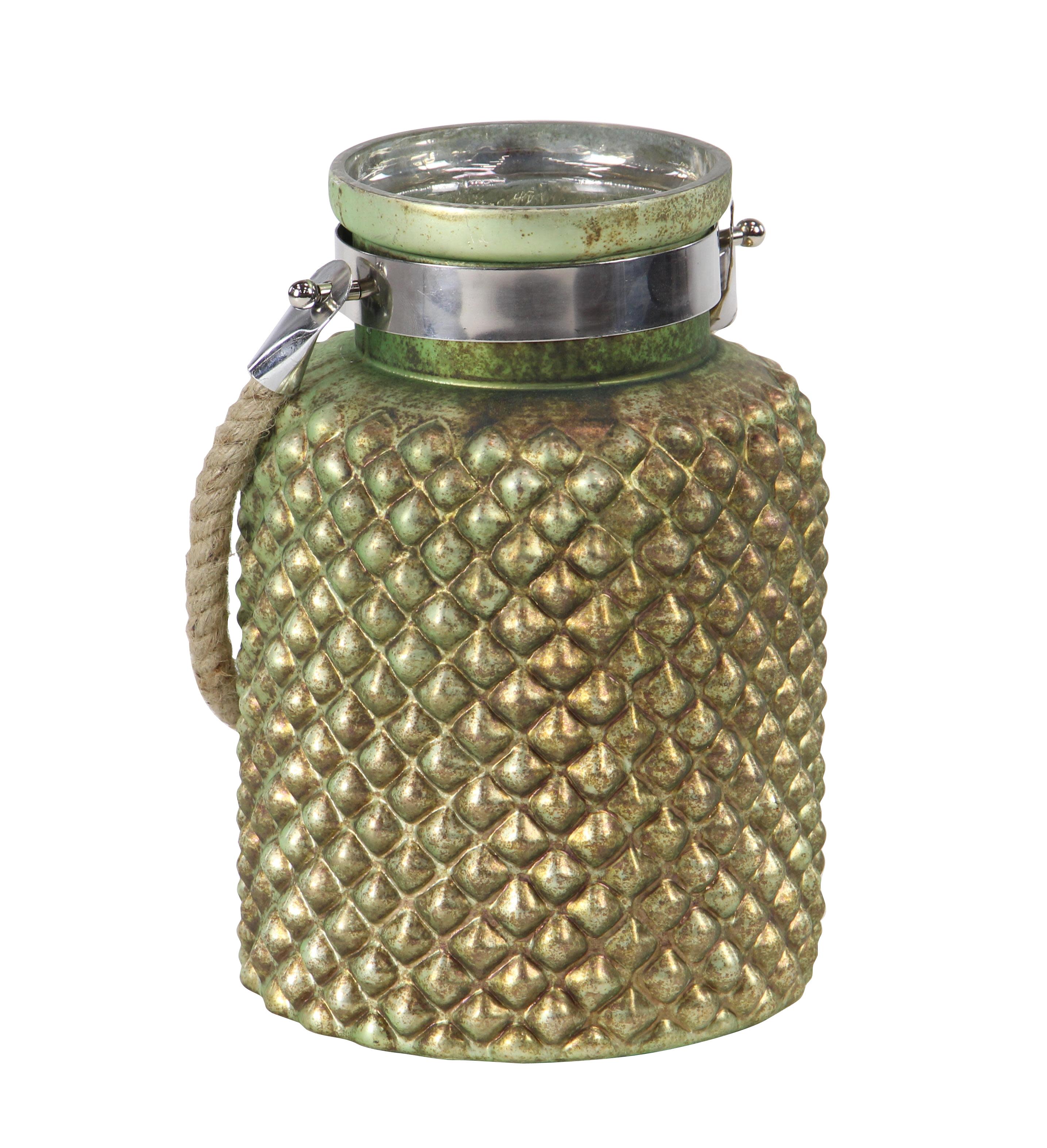 Brass Glass  Candle Lantern, 7" x 7" x 10"