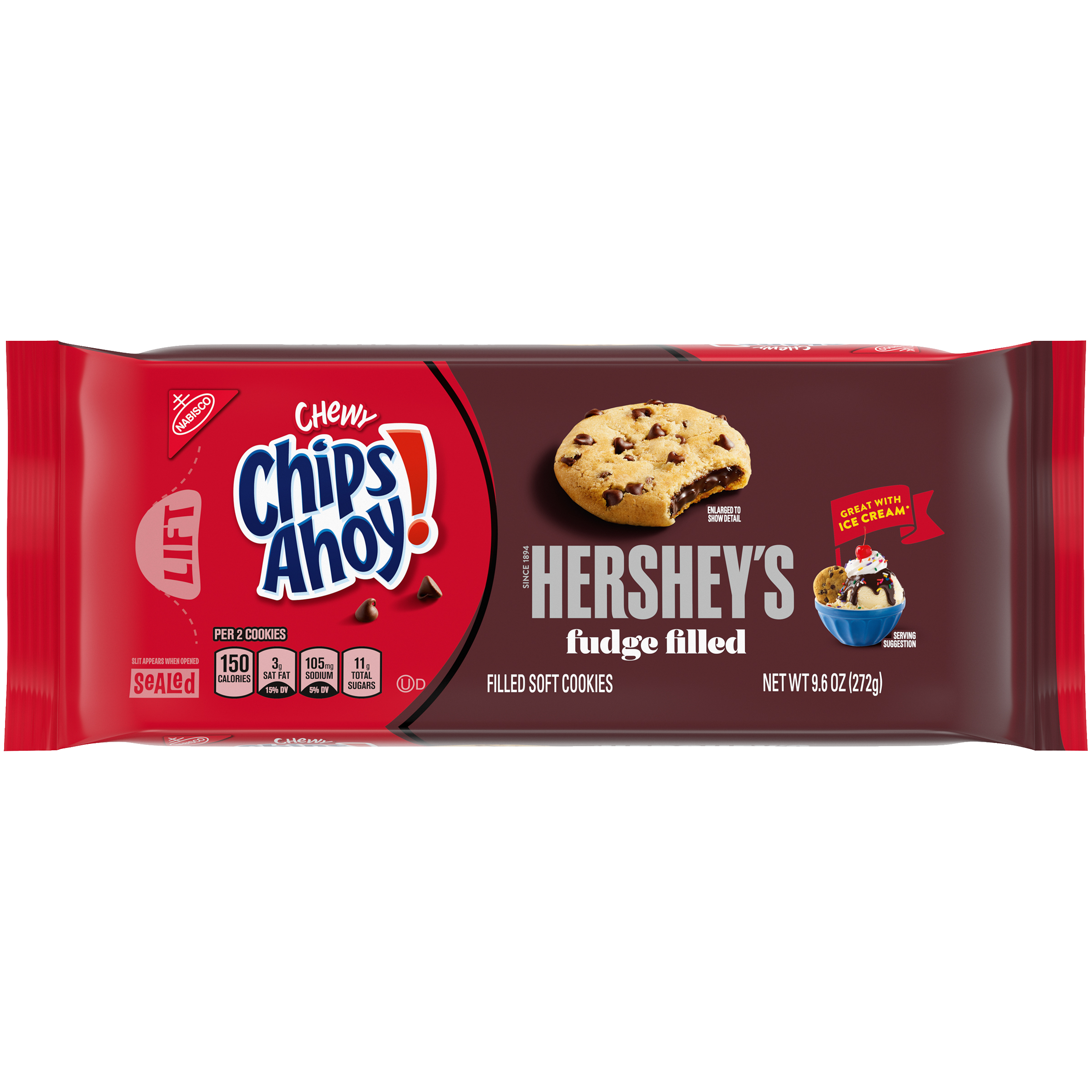 CHIPS AHOY! Chewy Hershey's Fudge Filled Soft Cookies, 9.6 oz-thumbnail-1