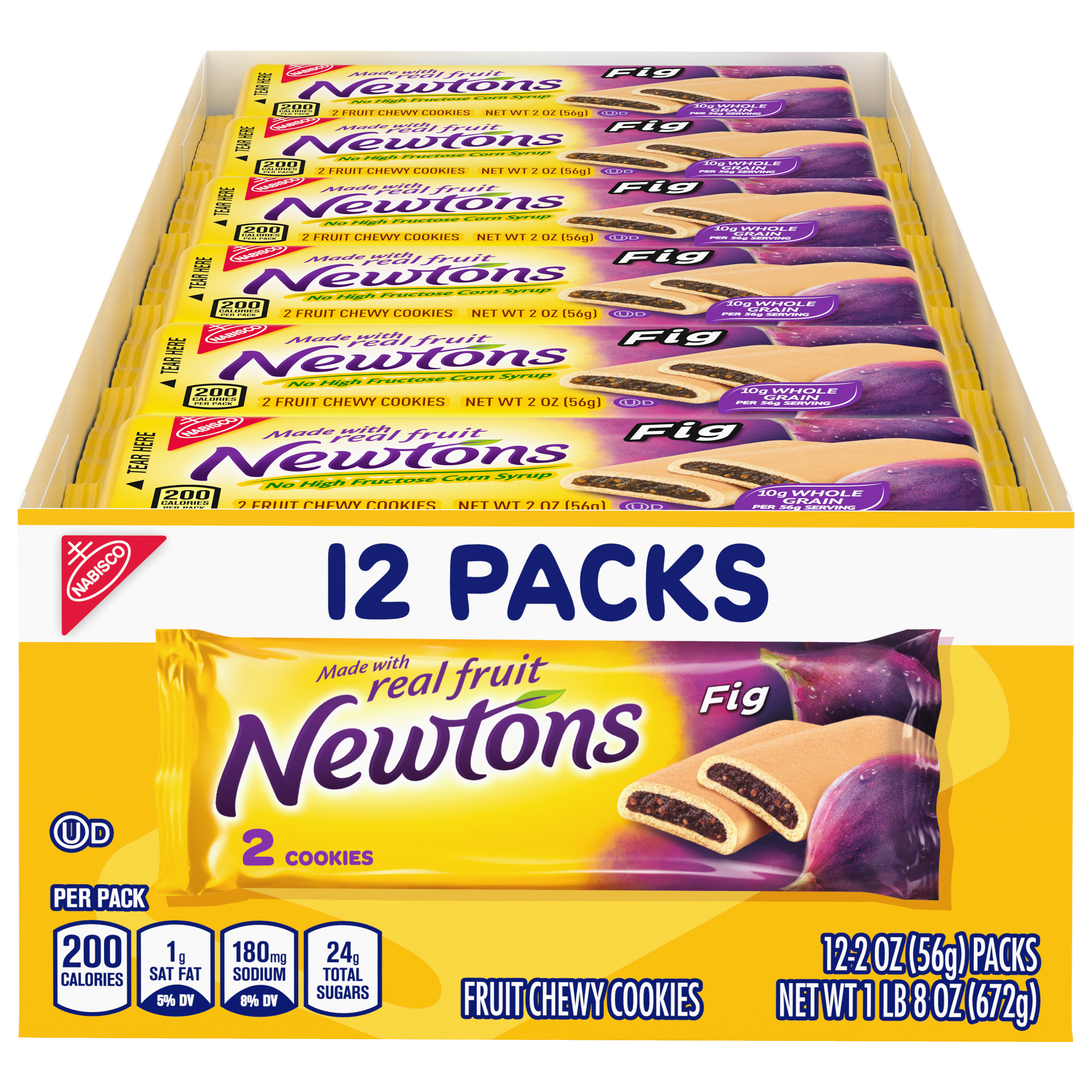 Newtons Soft & Fruit Chewy Fig Cookies, 12 Snack Packs (2 Cookies Per Pack)