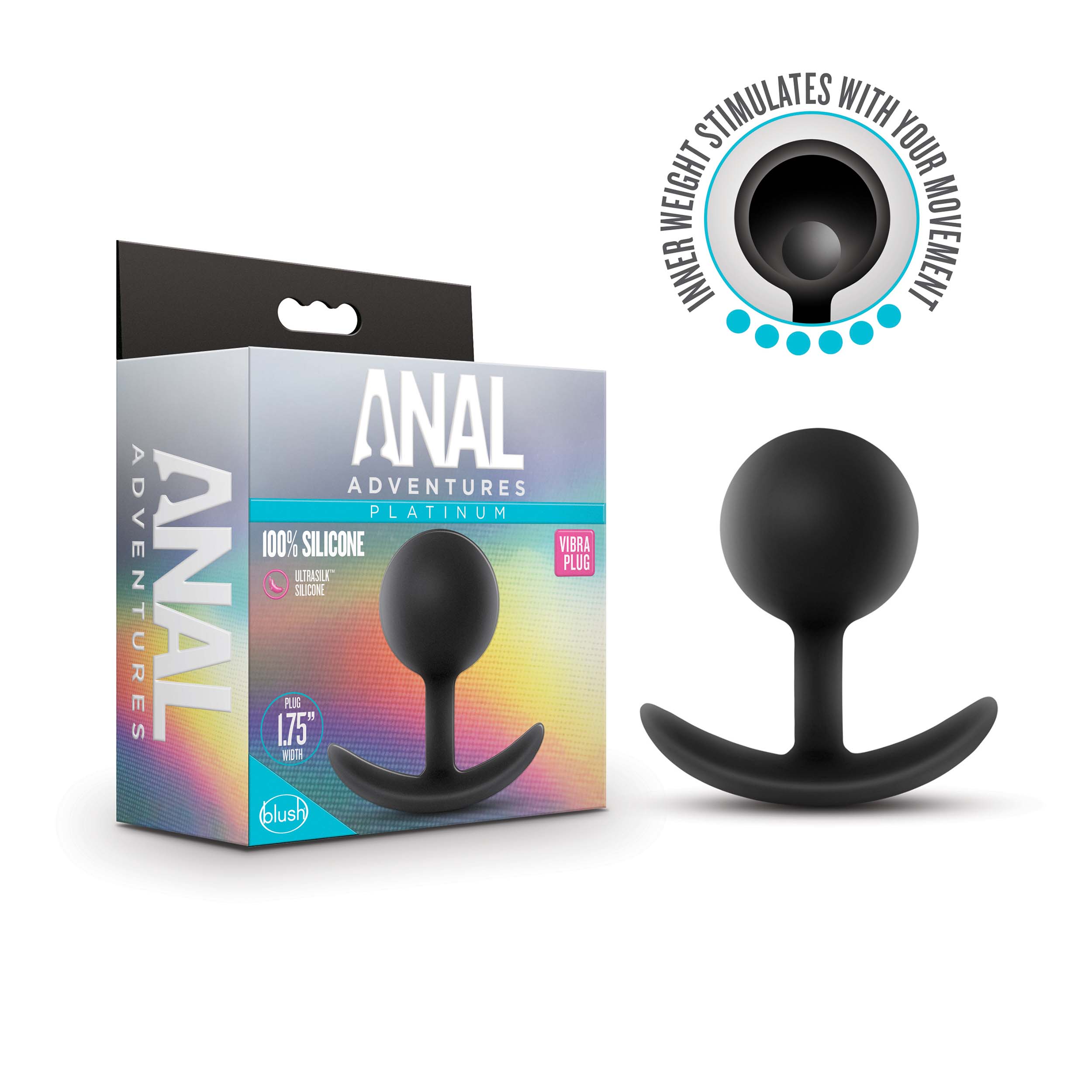 Blush Anal Adventures Platinum Vibra Black 3.5-Inch Anal Plug