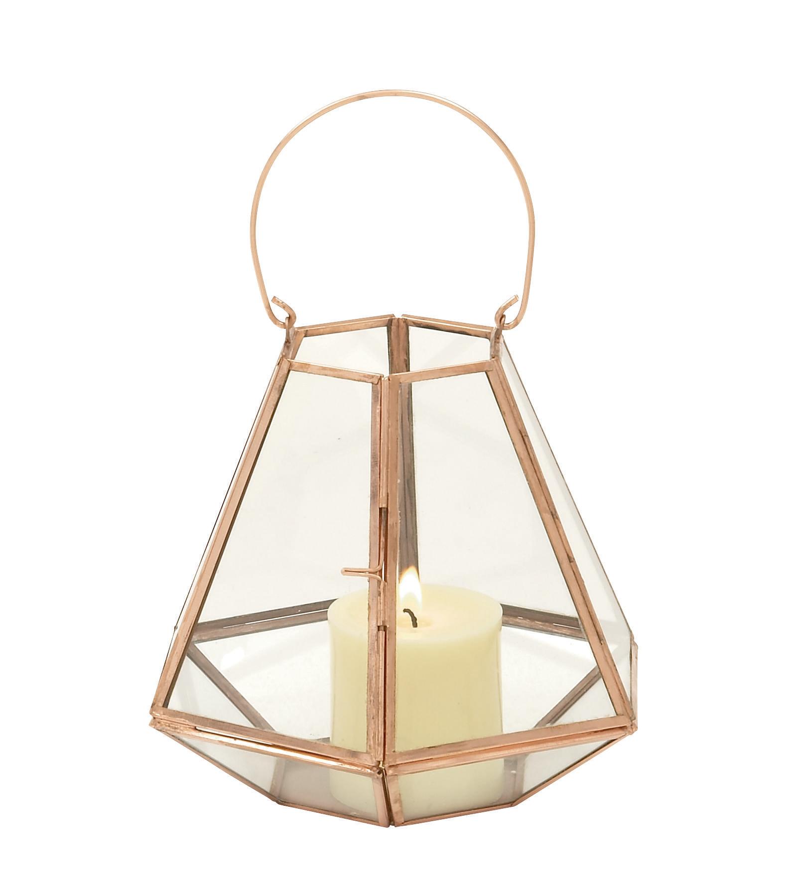 Silver Metal  Candle Lantern, 8" x 8" x 12"
