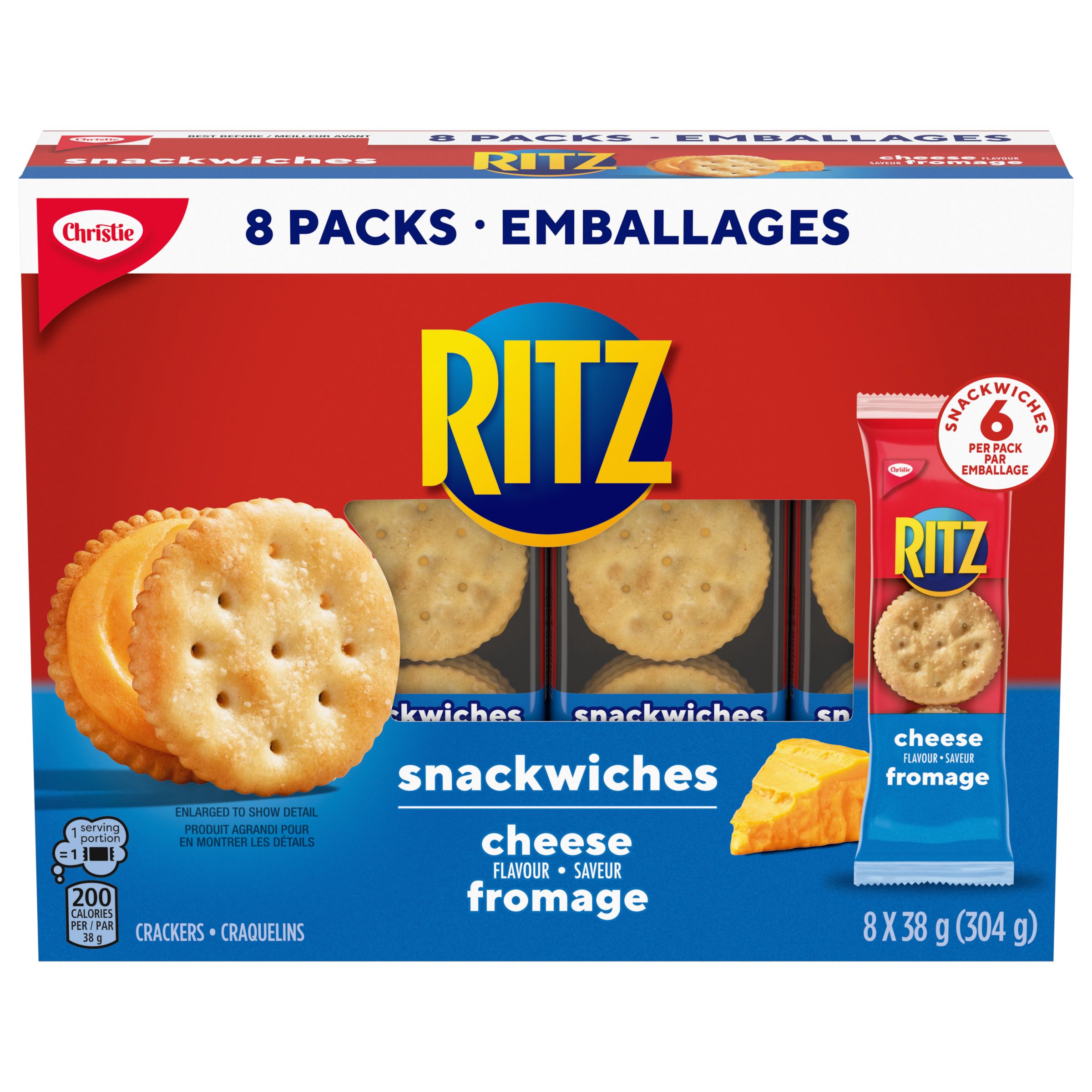 Craquelins RITZ Snackwich, saveur de fromage, 8 x 38 g / 304 g-0