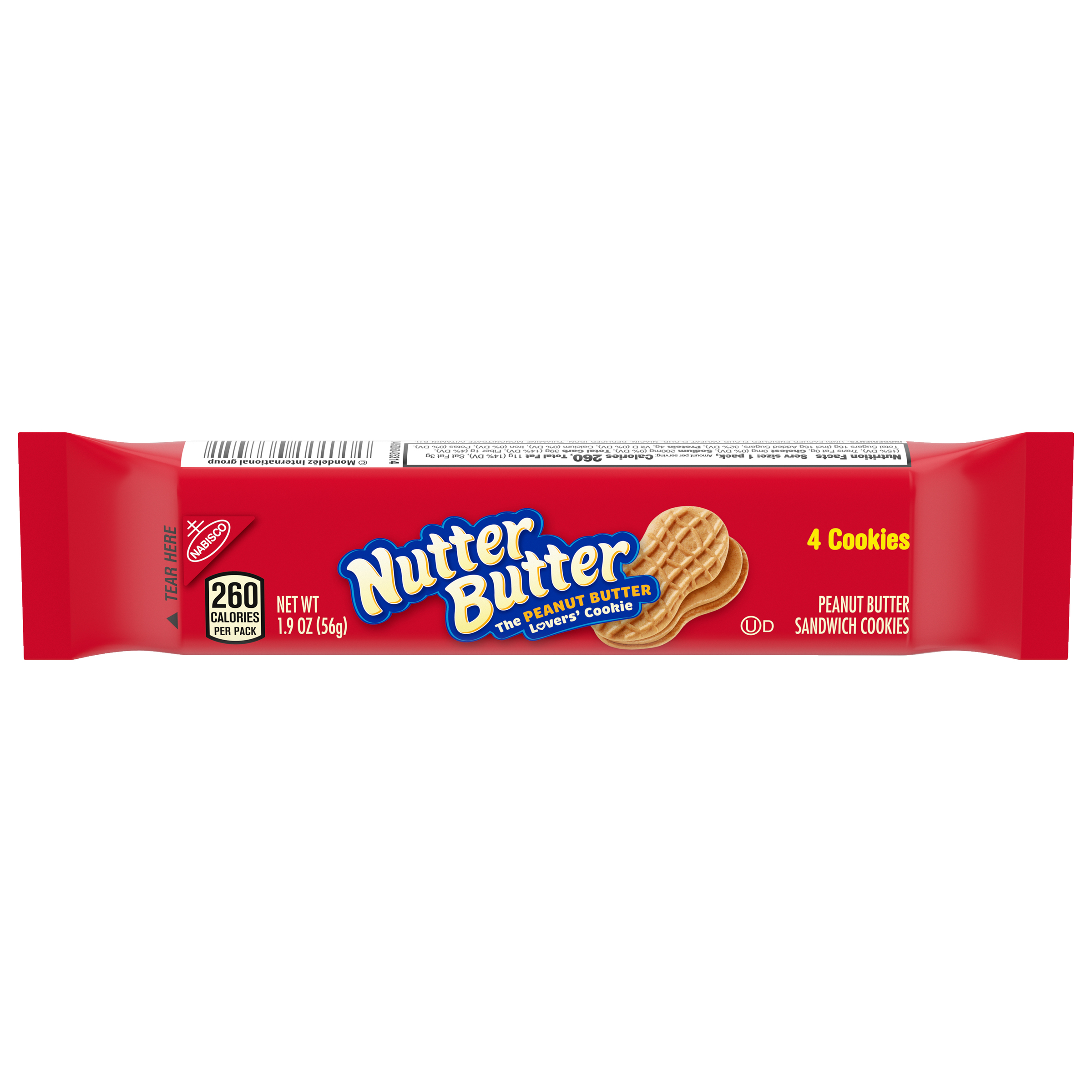 Nutter Butter Peanut Butter Sandwich Cookies, 1.9 oz (4 Cookies Per Pack)