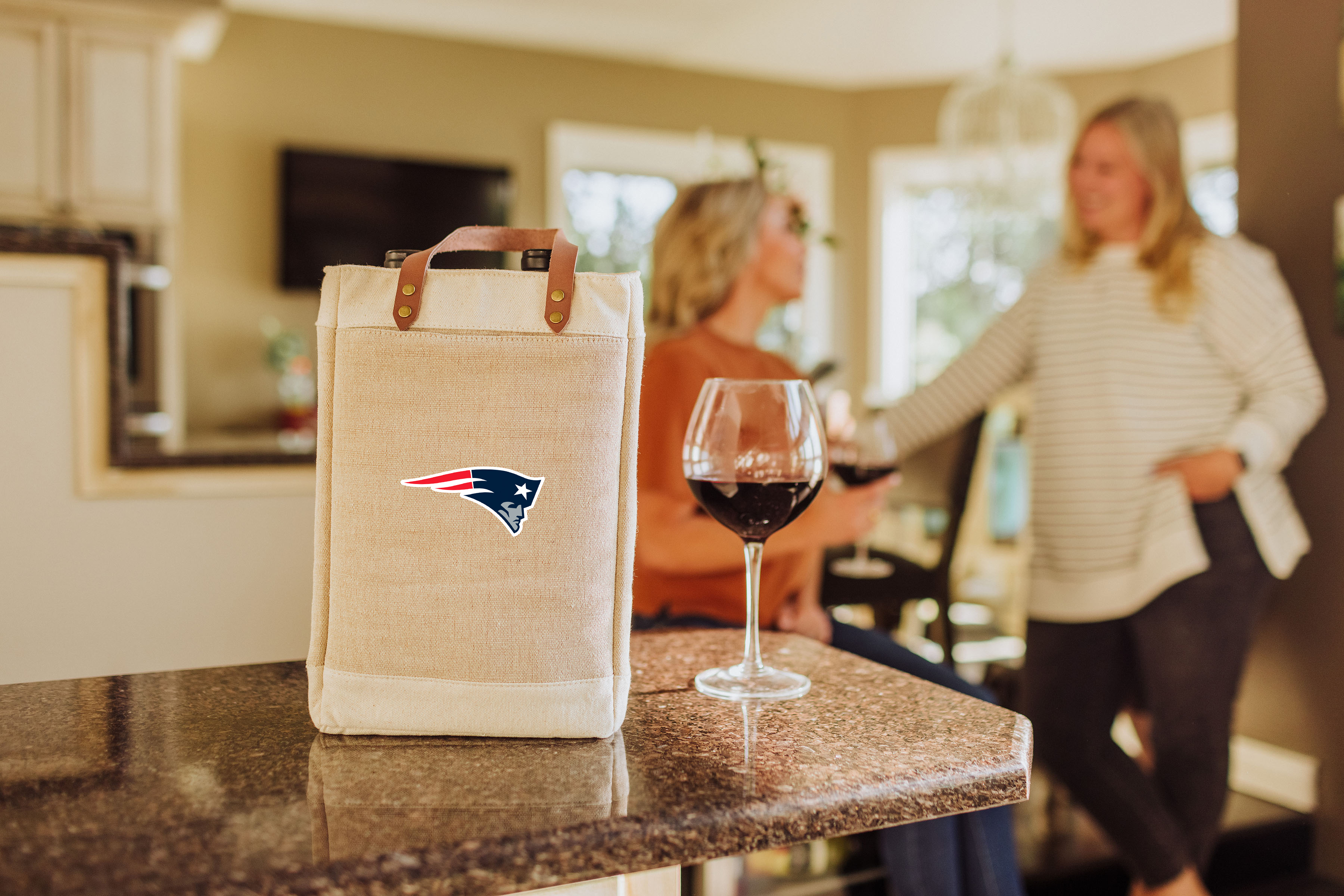 New England Patriots - Pinot Jute 2 Bottle Insulated Wine Bag