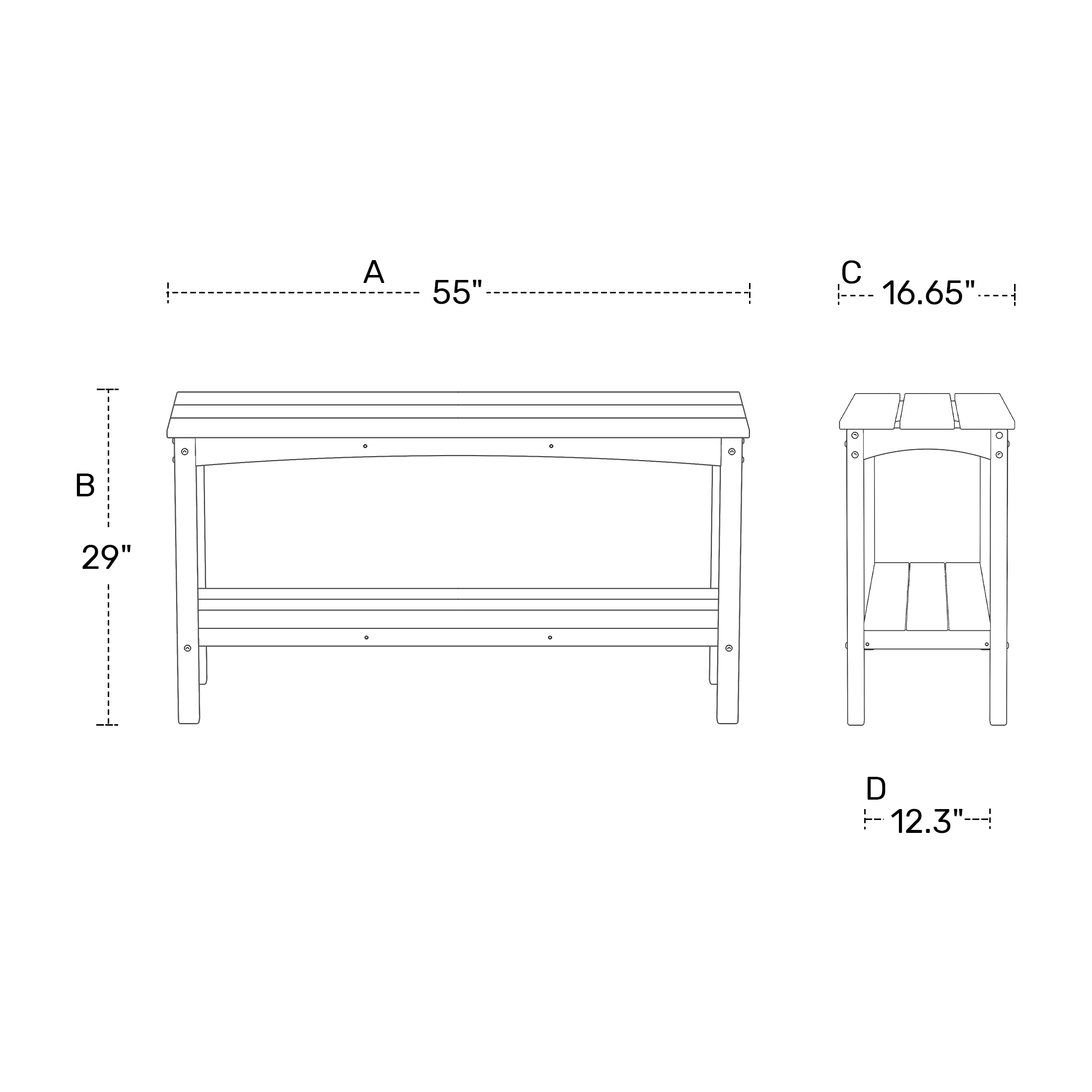 Outdoor Two Shelf Console Table WF Spec Image