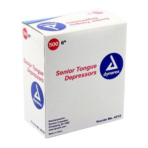 Tongue Depressors, Non-Sterile, 6" - 500/Box