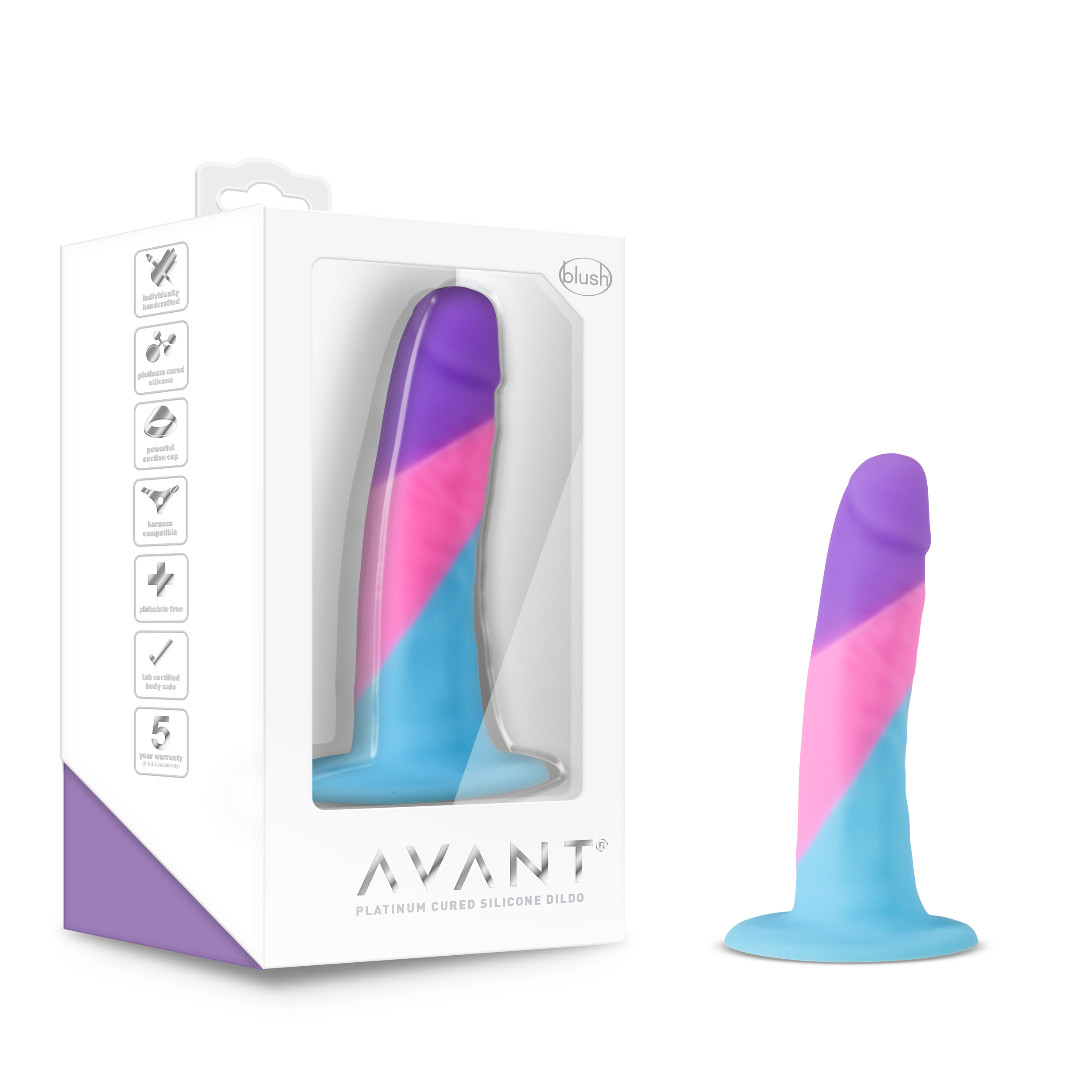 Blush Avant / Vision of Love D15: Artisan 5 Inch Dildo with Suction Cup Base - Elegantly Made with Smooth Ultrasilk? Purio? Silicone