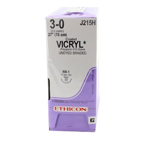 VICRYL® Undyed Braided & Coated Suture, 3-0, RB-1, Taper Point, 27" - 36/Box