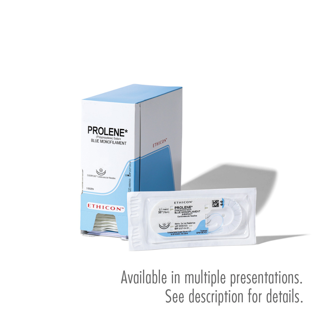 PROLENE® Polypropylene Blue Monofilament Sutures, 0, CT-2, Taper Point, 30" - 36/Box